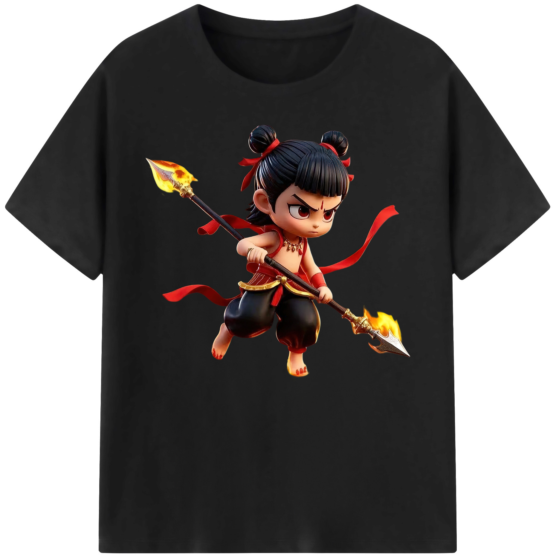 （画像用） Ne Zha 2 ナタ 魔童の大暴れ 綿100％ メンズ半袖Tシャツ｜肌触りやわらか＆通気性