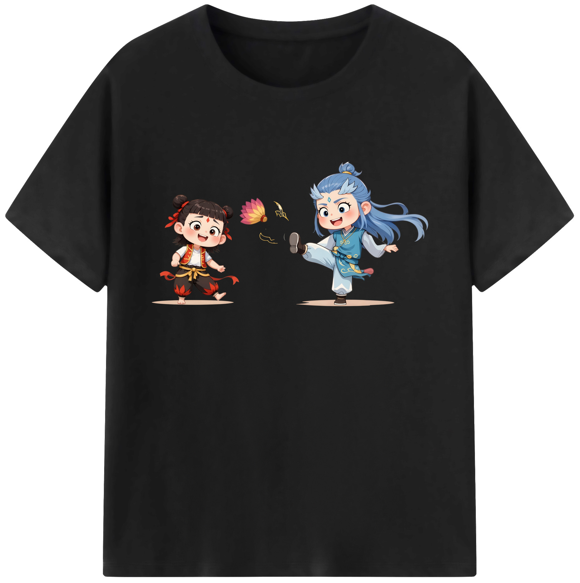 （画像用） Ne Zha 2 ナタ 魔童の大暴れ 綿100％ メンズ半袖Tシャツ｜肌触りやわらか＆通気性