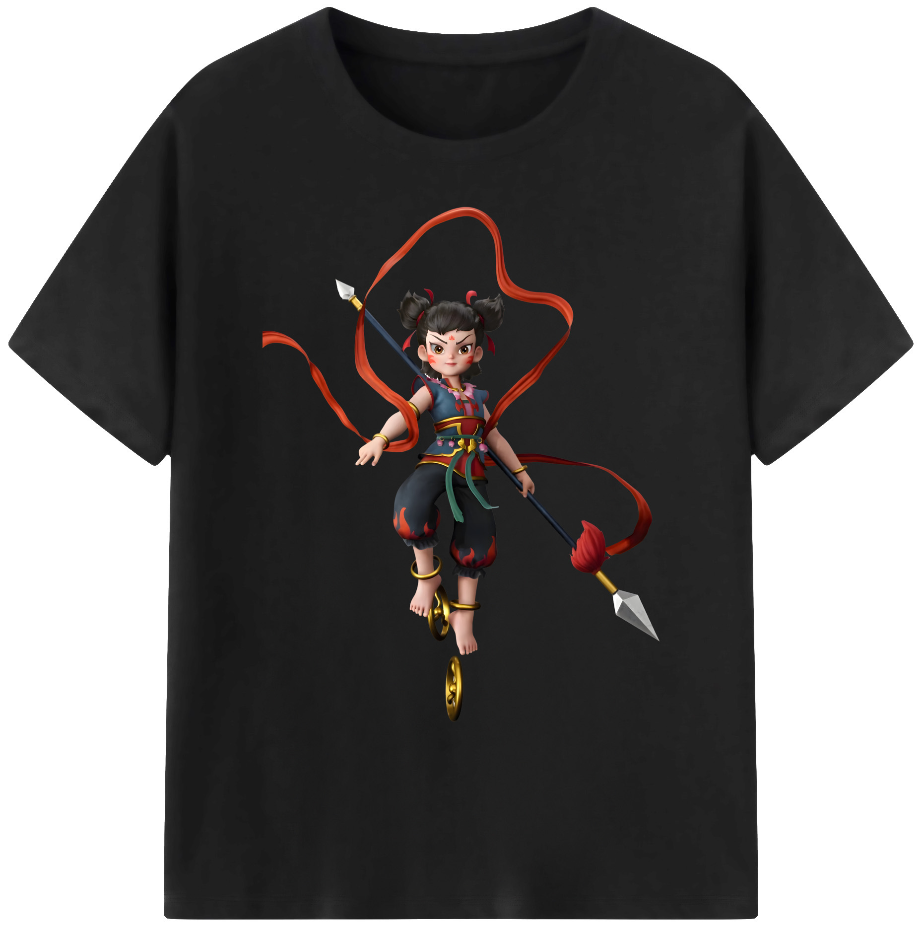 （画像用） Ne Zha 2 ナタ 魔童の大暴れ 綿100％ メンズ半袖Tシャツ｜肌触りやわらか＆通気性