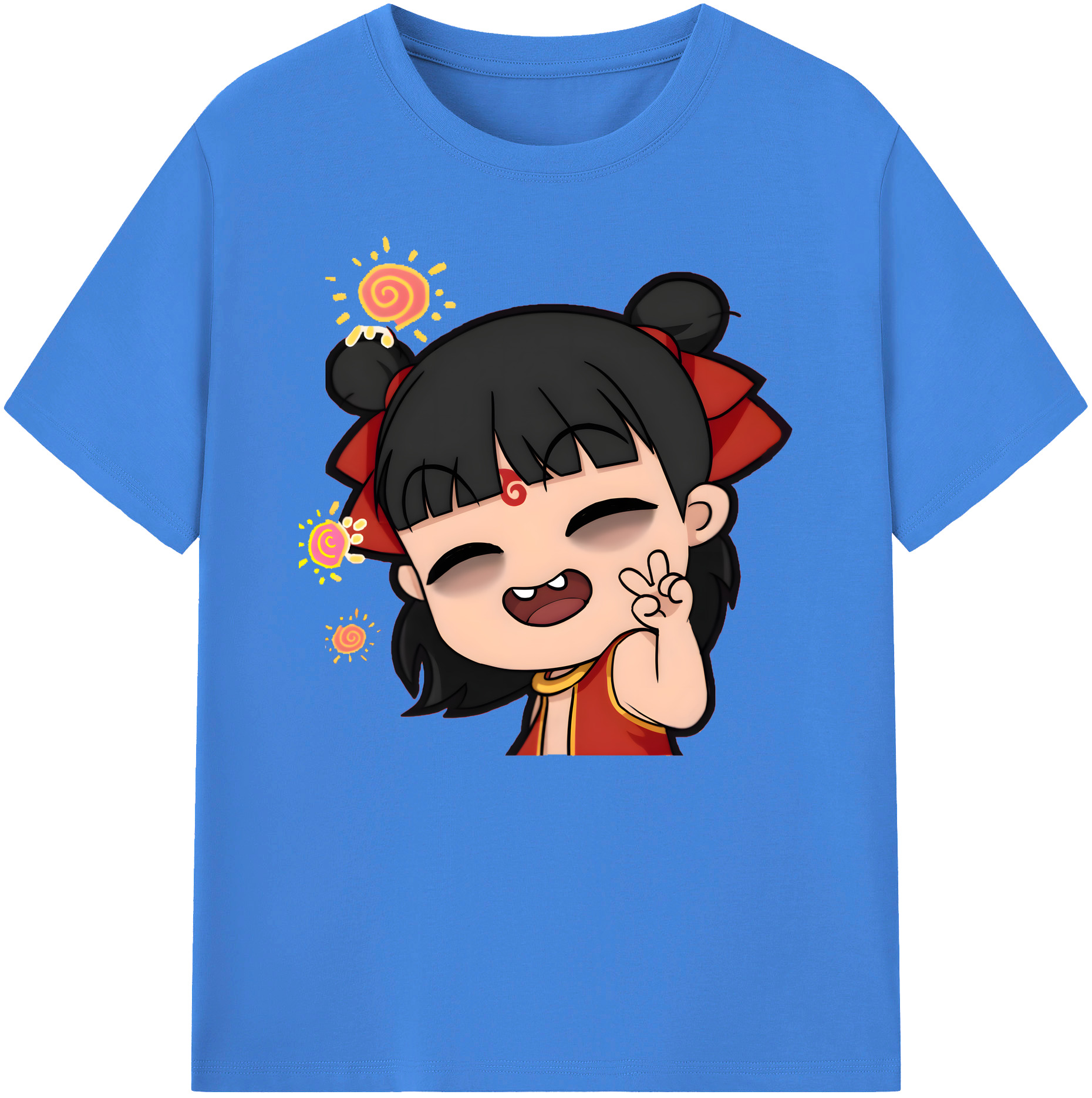 （画像用） Ne Zha 2 ナタ 魔童の大暴れ 綿100％ メンズ半袖Tシャツ｜肌触りやわらか＆通気性