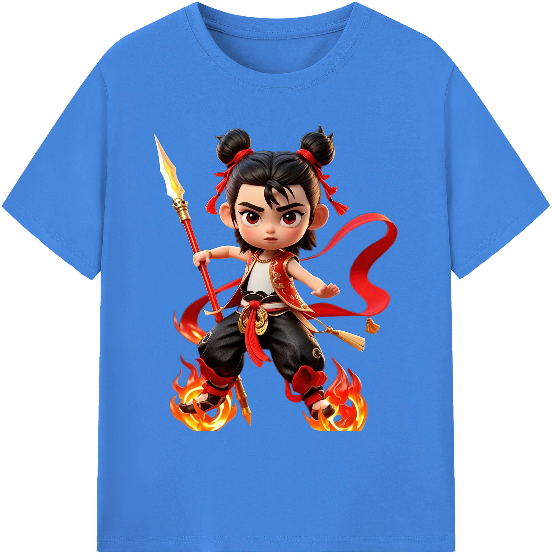 （画像用） Ne Zha 2 ナタ 魔童の大暴れ 綿100％ メンズ半袖Tシャツ｜肌触りやわらか＆通気性