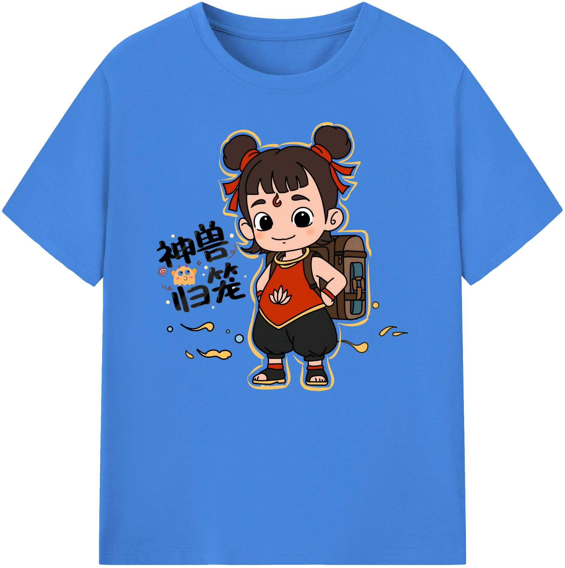 （画像用） Ne Zha 2 ナタ 魔童の大暴れ 綿100％ メンズ半袖Tシャツ｜肌触りやわらか＆通気性