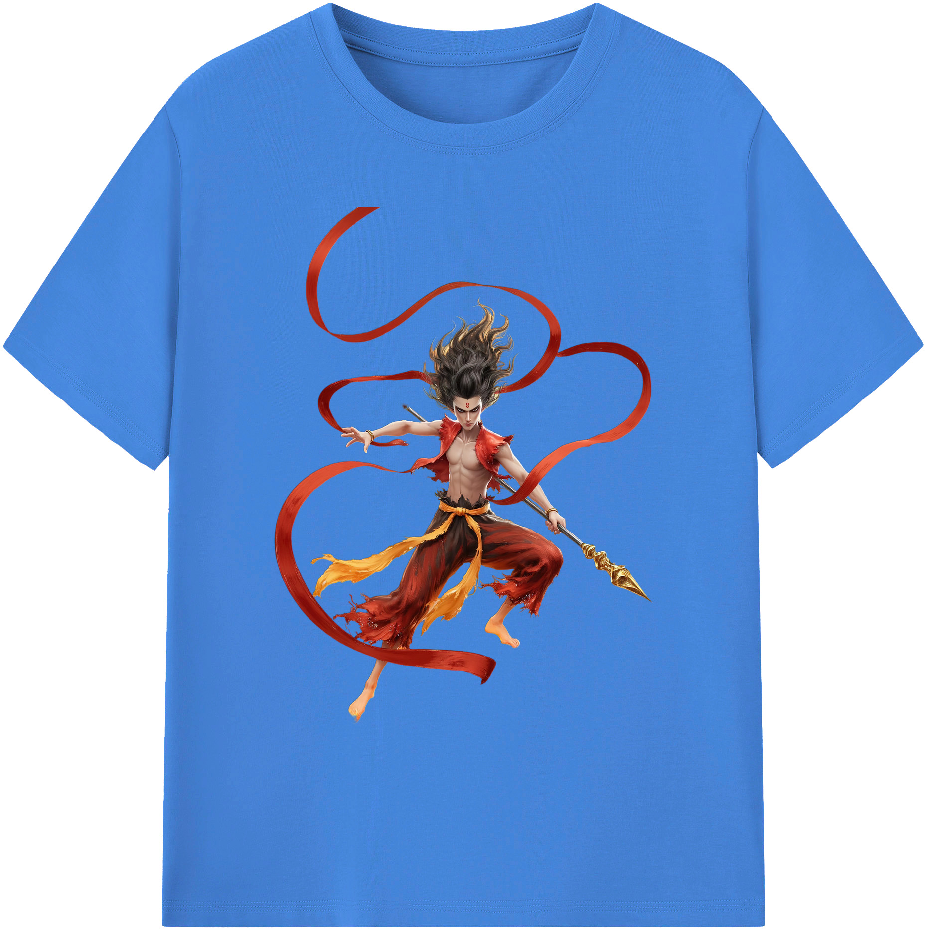 （画像用） Ne Zha 2 ナタ 魔童の大暴れ 綿100％ メンズ半袖Tシャツ｜肌触りやわらか＆通気性