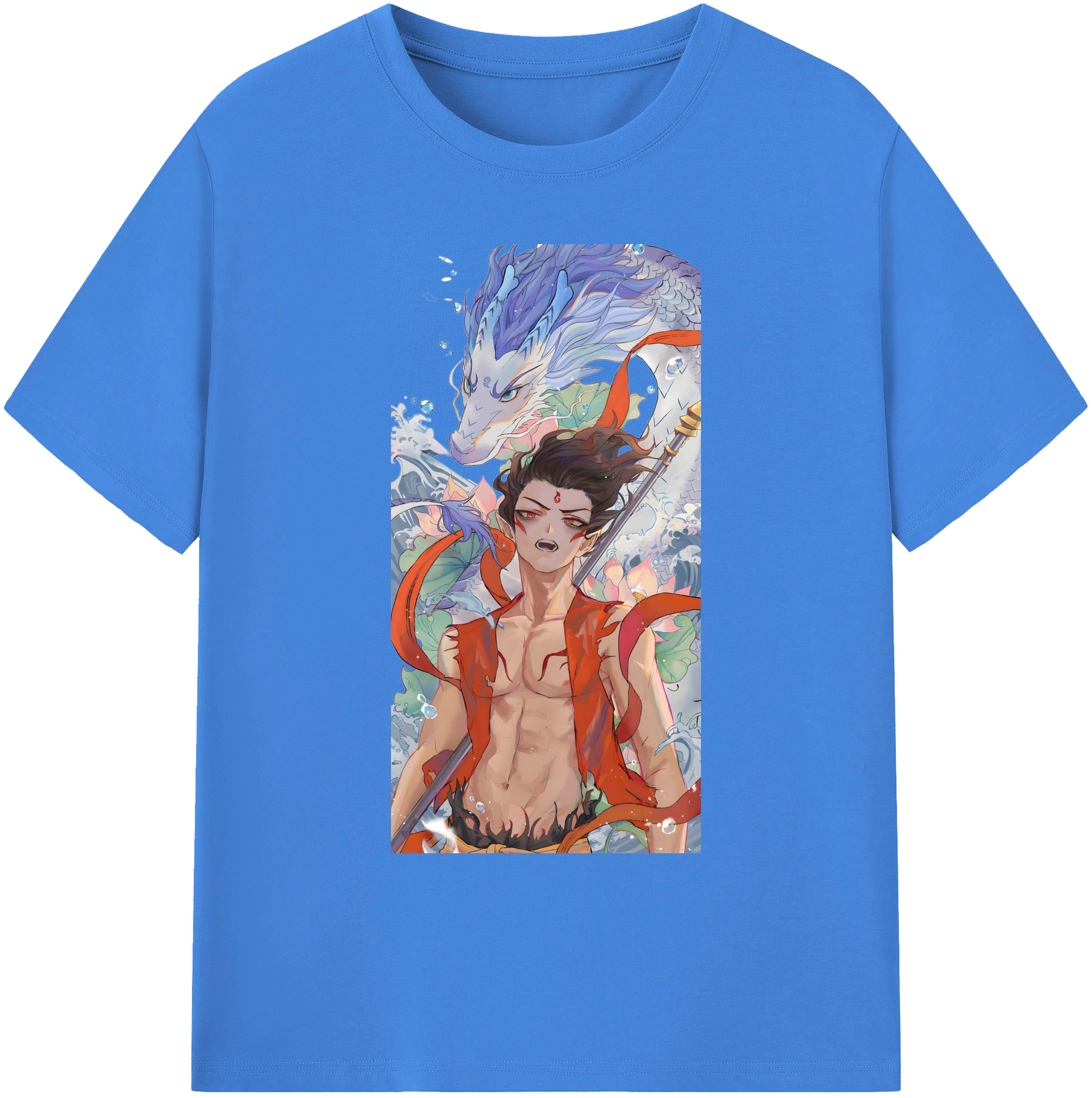 （画像用） Ne Zha 2 ナタ 魔童の大暴れ 綿100％ メンズ半袖Tシャツ｜肌触りやわらか＆通気性