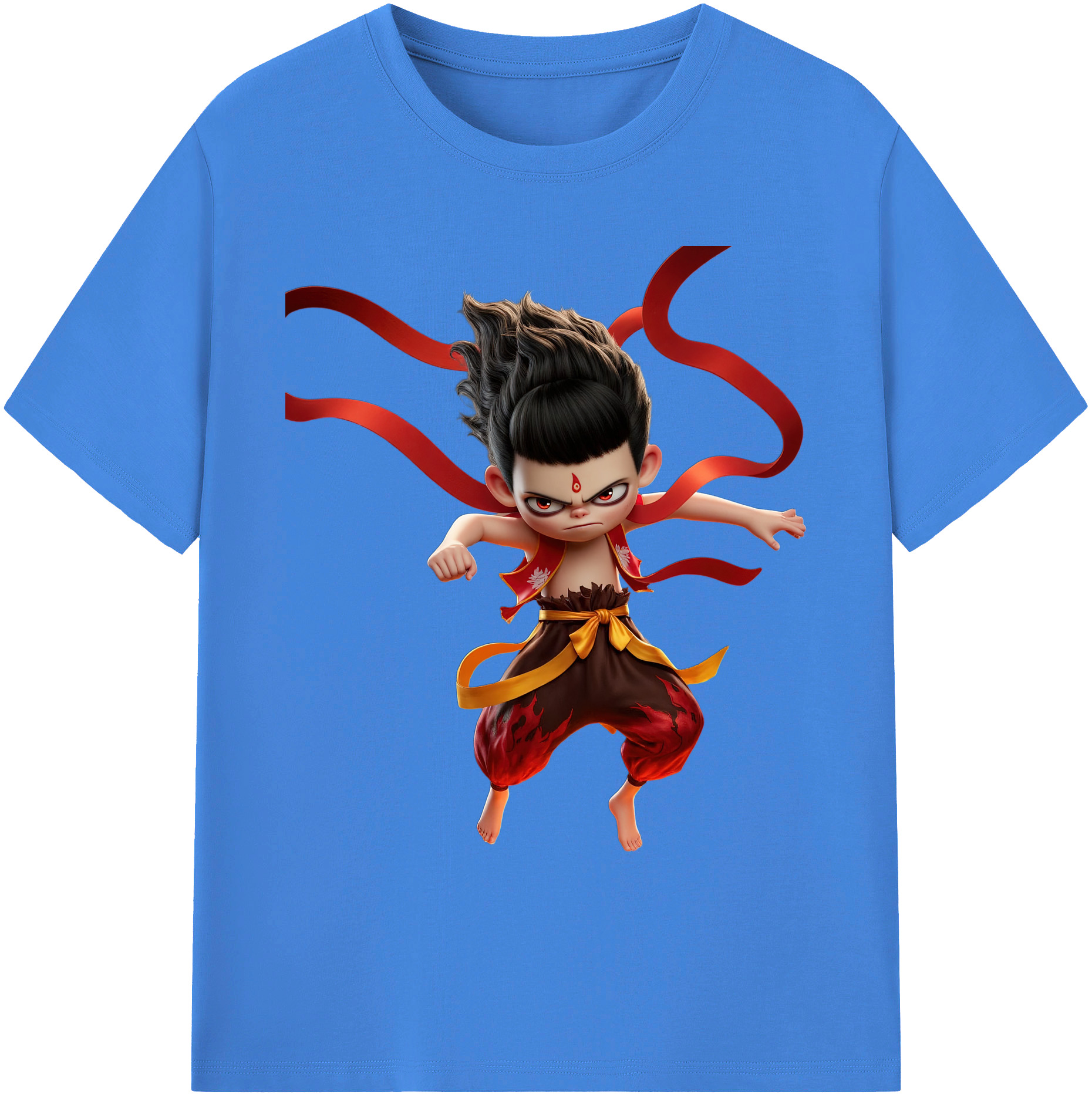 （画像用） Ne Zha 2 ナタ 魔童の大暴れ 綿100％ メンズ半袖Tシャツ｜肌触りやわらか＆通気性