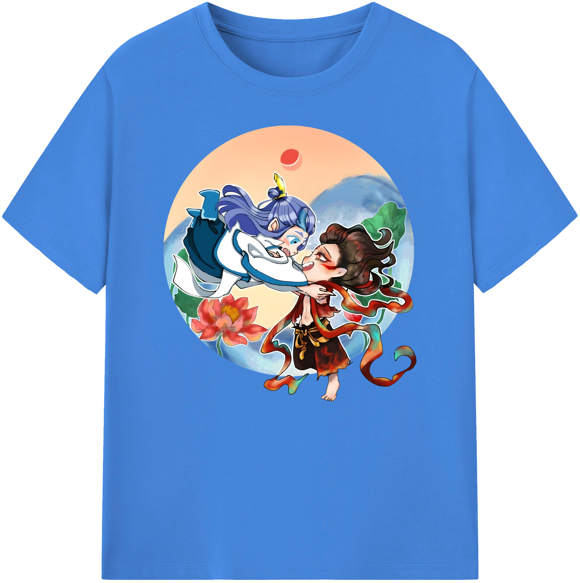 （画像用） Ne Zha 2 ナタ 魔童の大暴れ 綿100％ メンズ半袖Tシャツ｜肌触りやわらか＆通気性