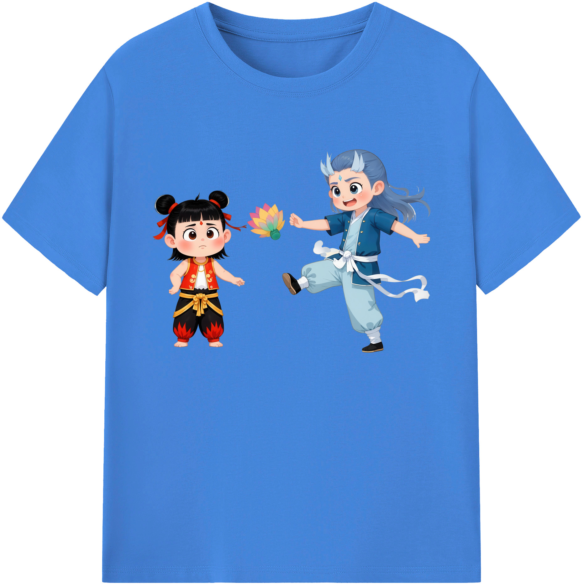 （画像用） Ne Zha 2 ナタ 魔童の大暴れ 綿100％ メンズ半袖Tシャツ｜肌触りやわらか＆通気性