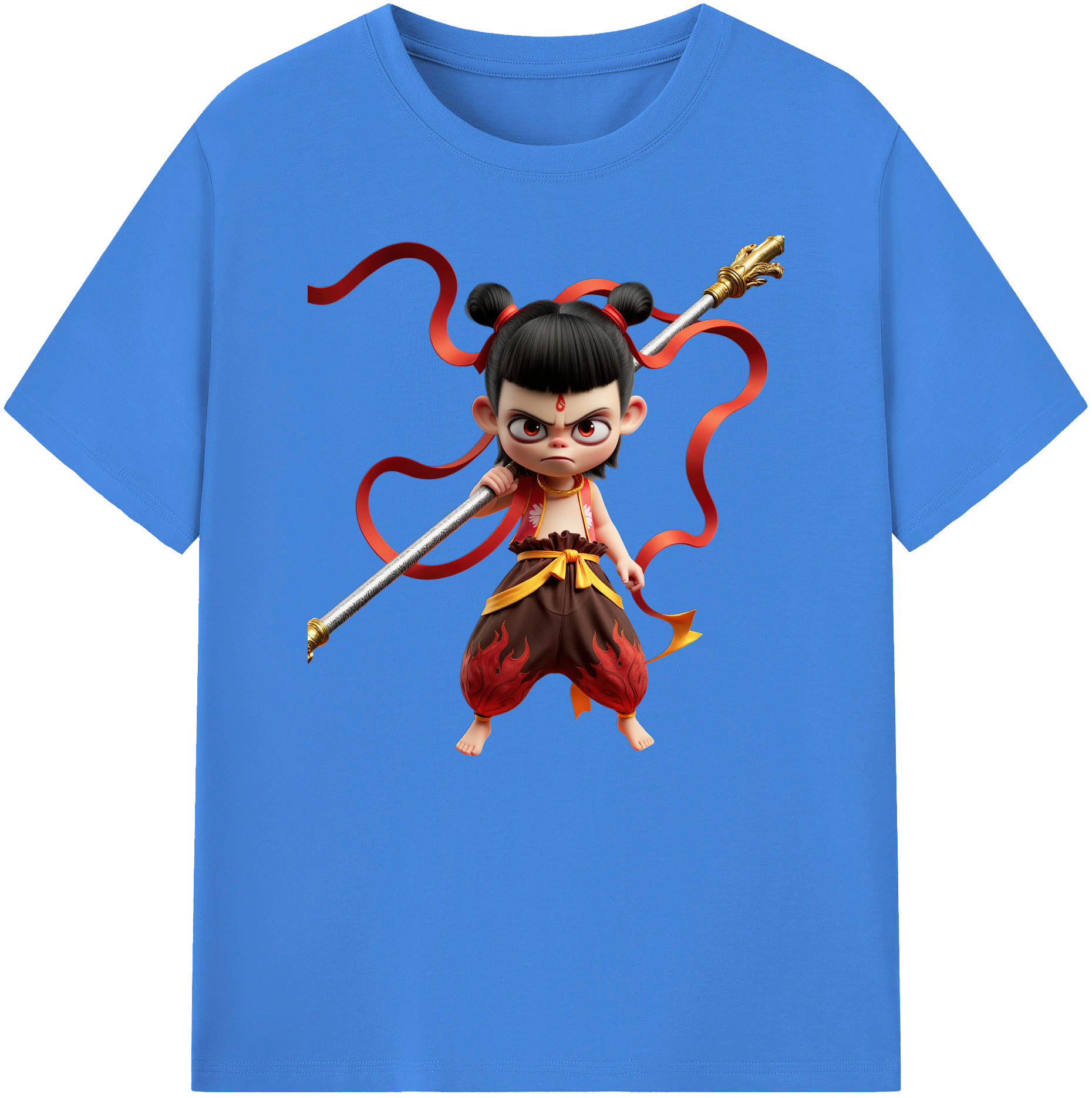 （画像用） Ne Zha 2 ナタ 魔童の大暴れ 綿100％ メンズ半袖Tシャツ｜肌触りやわらか＆通気性