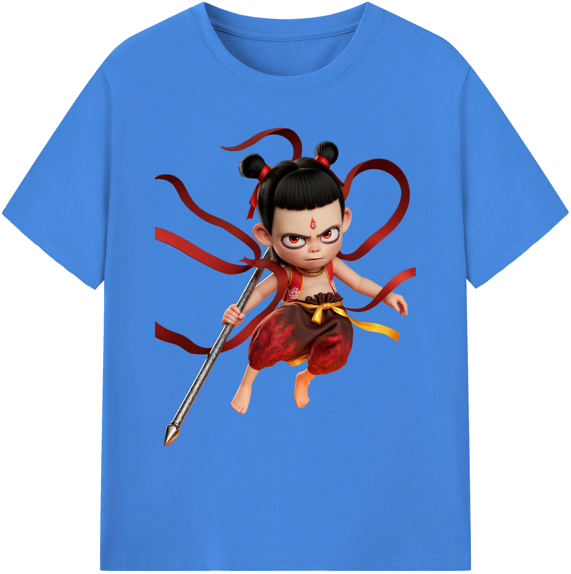 （画像用） Ne Zha 2 ナタ 魔童の大暴れ 綿100％ メンズ半袖Tシャツ｜肌触りやわらか＆通気性