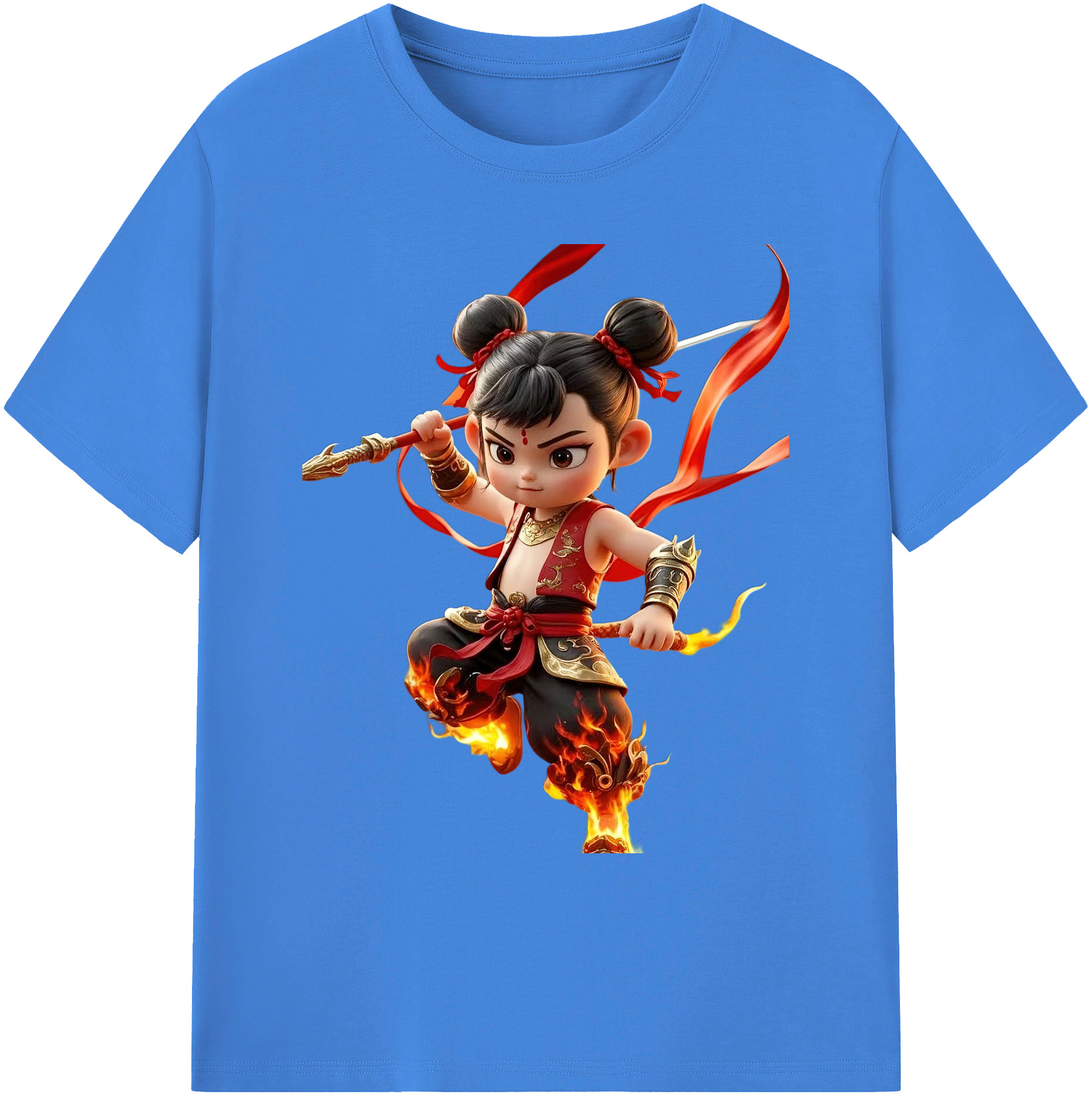 （画像用） Ne Zha 2 ナタ 魔童の大暴れ 綿100％ メンズ半袖Tシャツ｜肌触りやわらか＆通気性