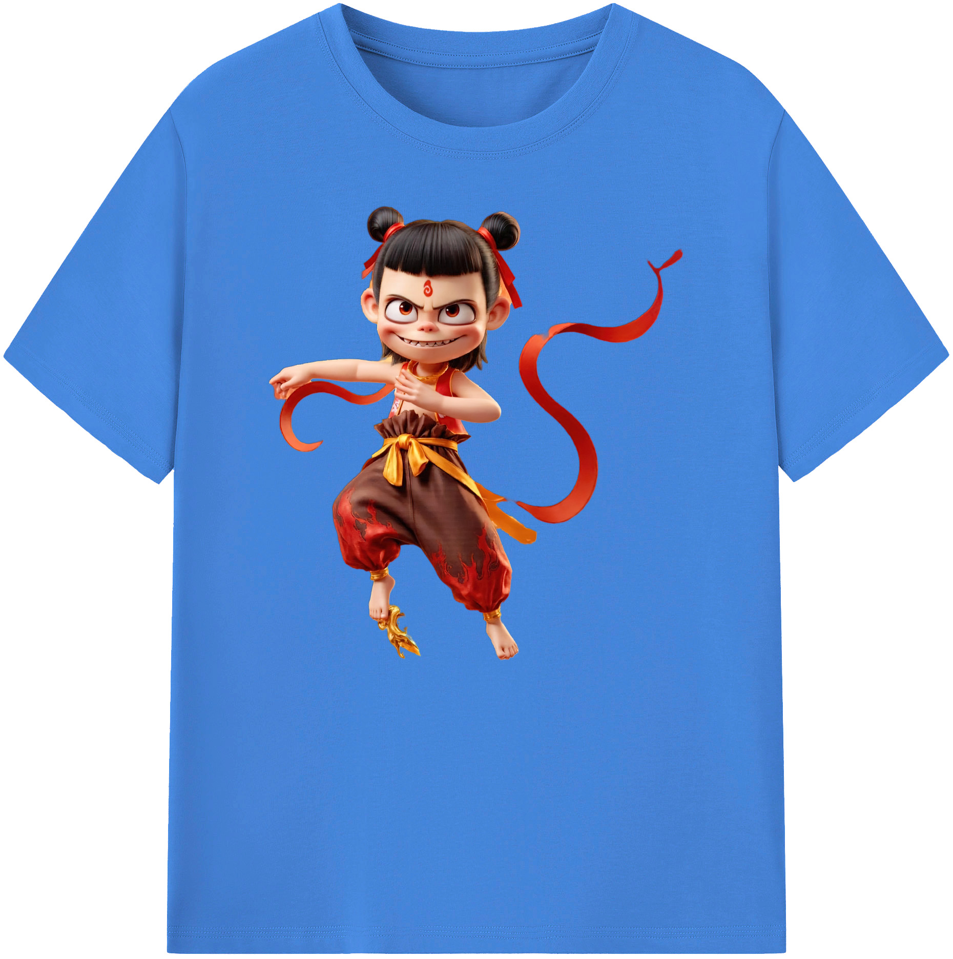 （画像用） Ne Zha 2 ナタ 魔童の大暴れ 綿100％ メンズ半袖Tシャツ｜肌触りやわらか＆通気性