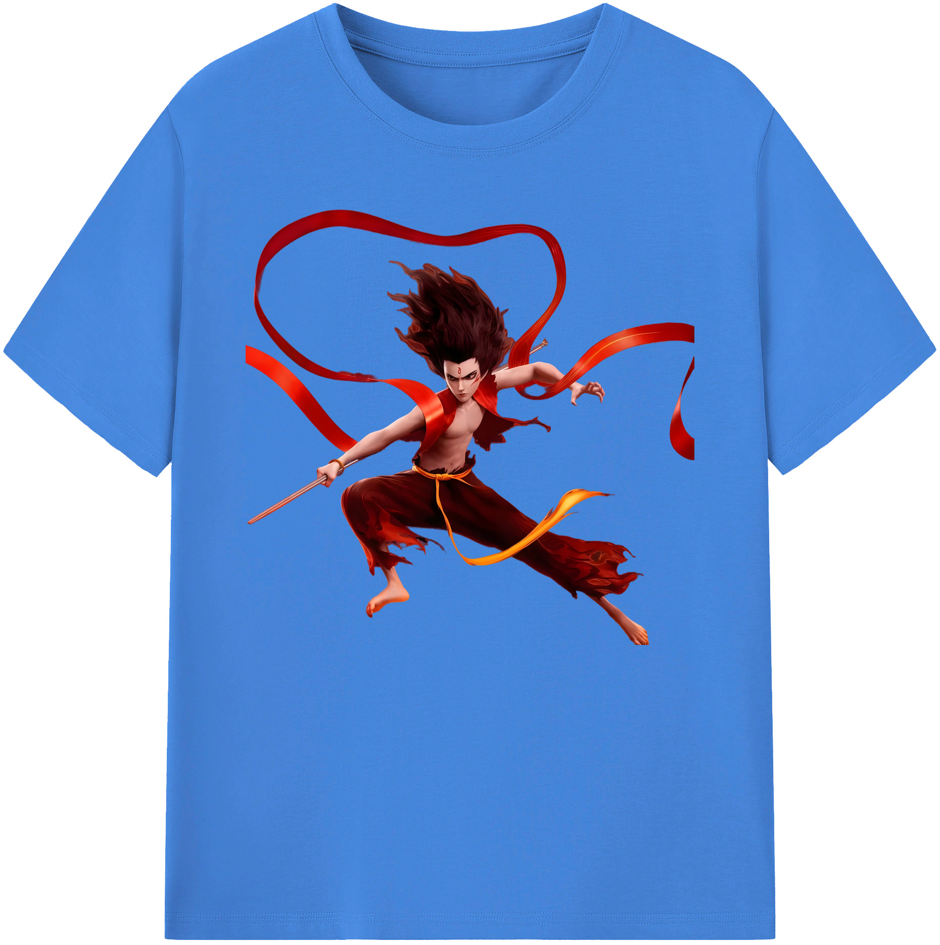 （画像用） Ne Zha 2 ナタ 魔童の大暴れ 綿100％ メンズ半袖Tシャツ｜肌触りやわらか＆通気性