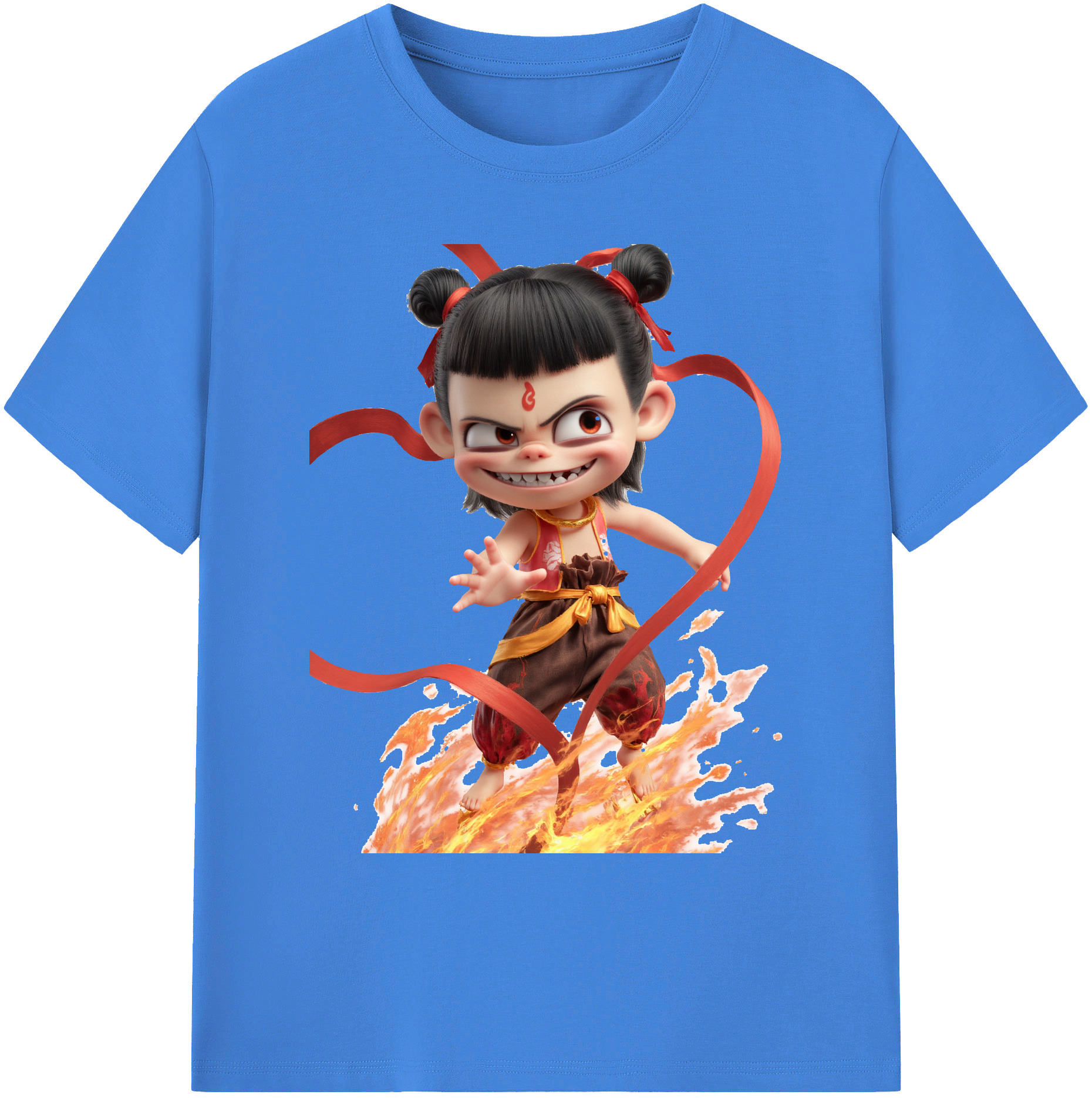 （画像用） Ne Zha 2 ナタ 魔童の大暴れ 綿100％ メンズ半袖Tシャツ｜肌触りやわらか＆通気性