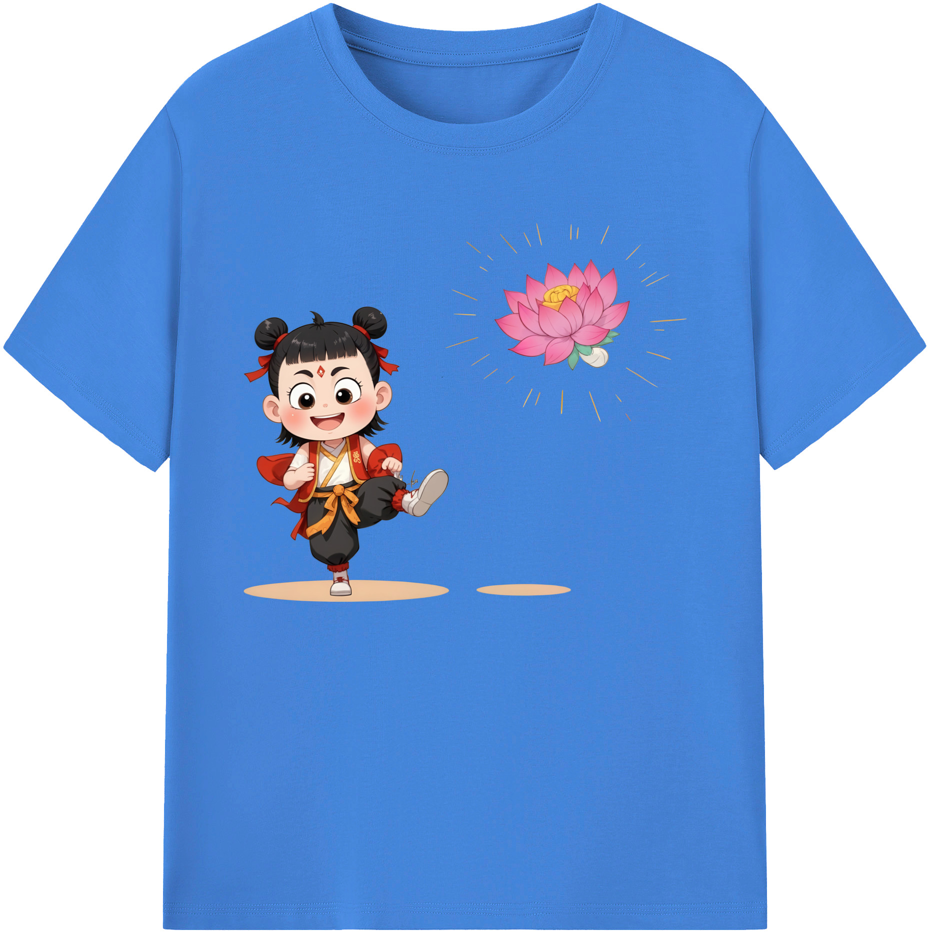 （画像用） Ne Zha 2 ナタ 魔童の大暴れ 綿100％ メンズ半袖Tシャツ｜肌触りやわらか＆通気性