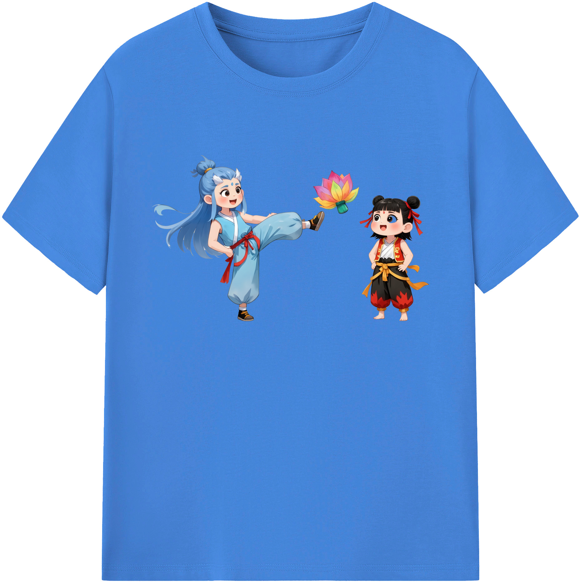 （画像用） Ne Zha 2 ナタ 魔童の大暴れ 綿100％ メンズ半袖Tシャツ｜肌触りやわらか＆通気性