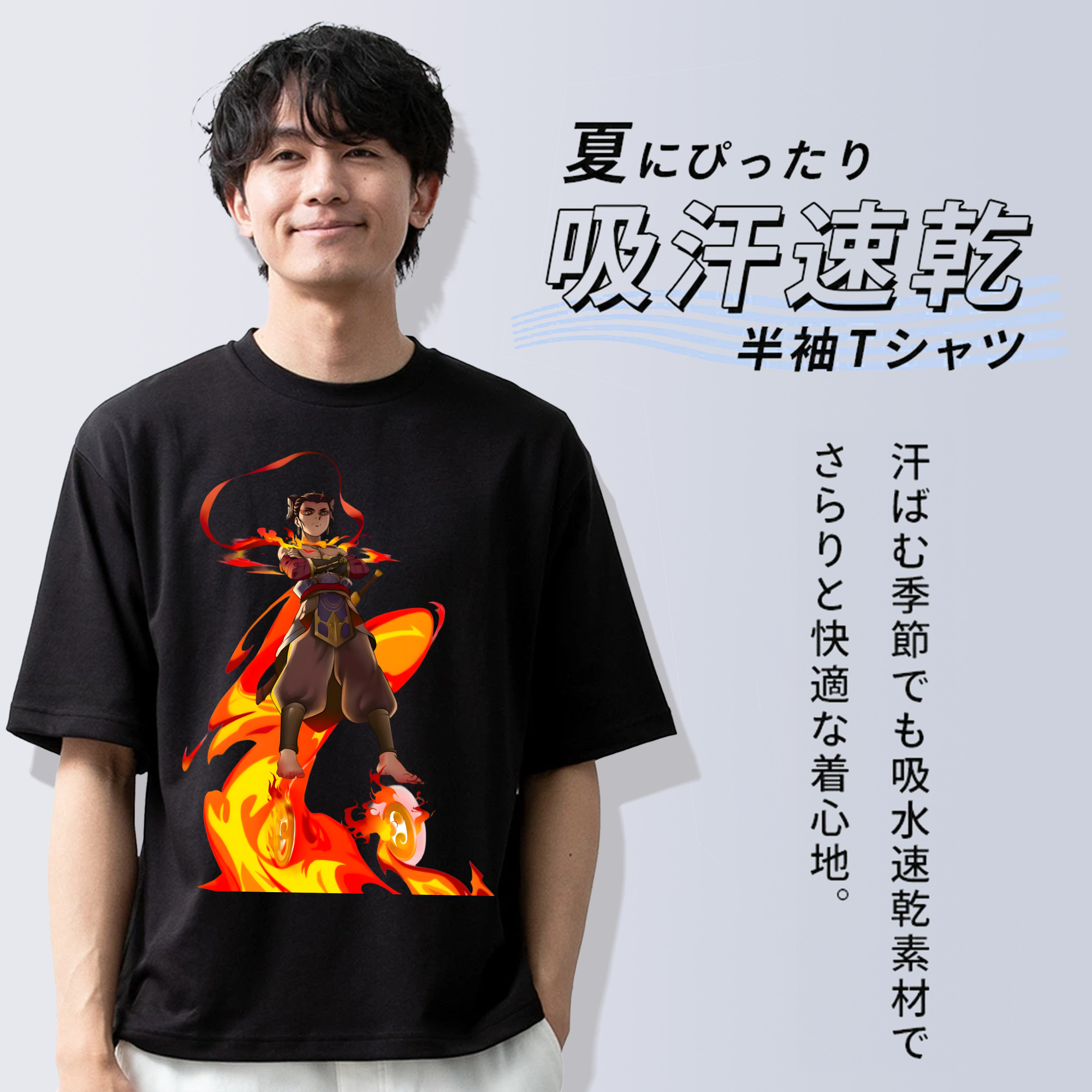 Ne Zha 2 ナタ 魔童の大暴れ 綿100％ メンズ半袖Tシャツ｜肌触りやわらか＆通気性