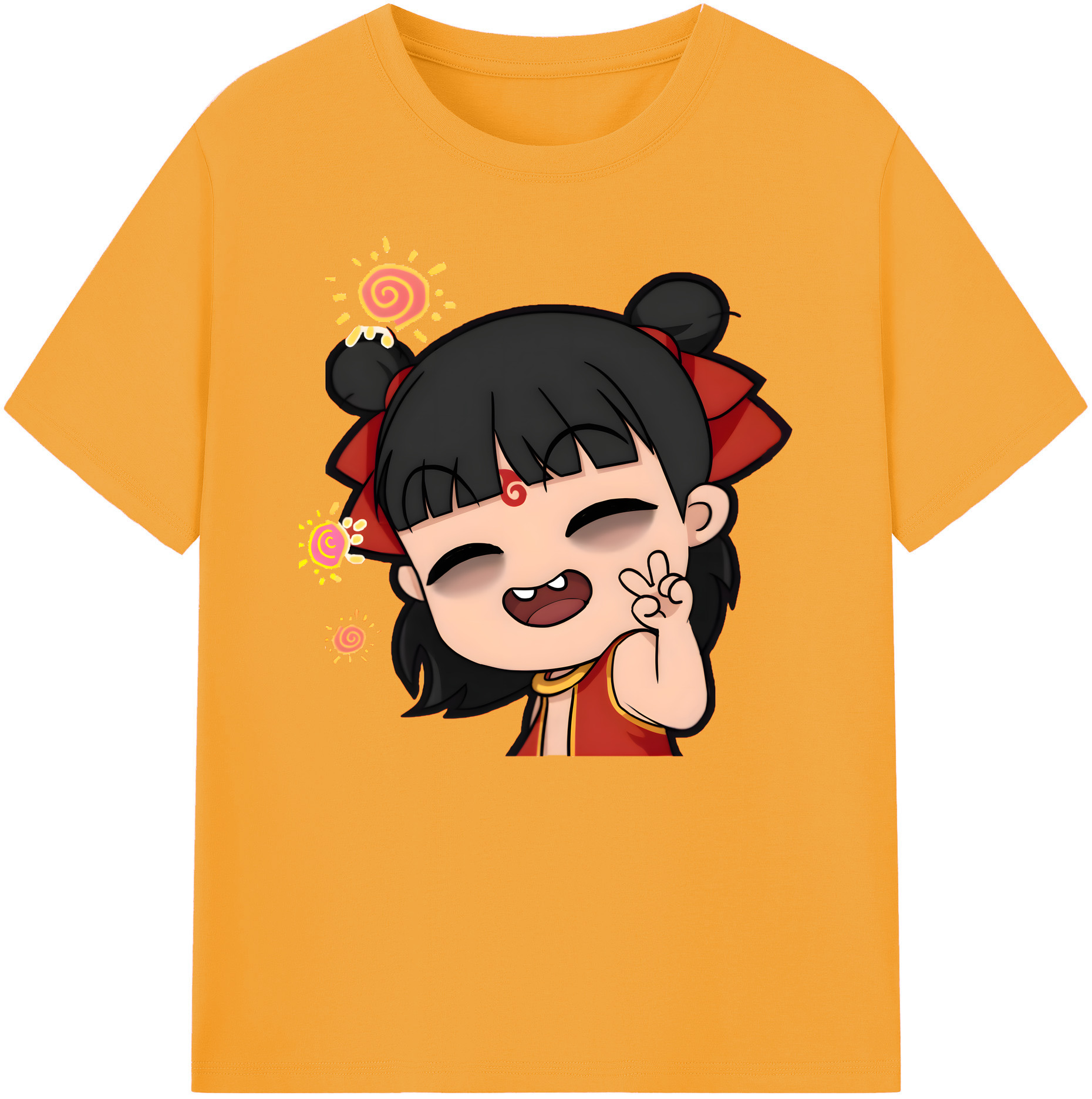 （画像用） Ne Zha 2 ナタ 魔童の大暴れ 綿100％ メンズ半袖Tシャツ｜肌触りやわらか＆通気性