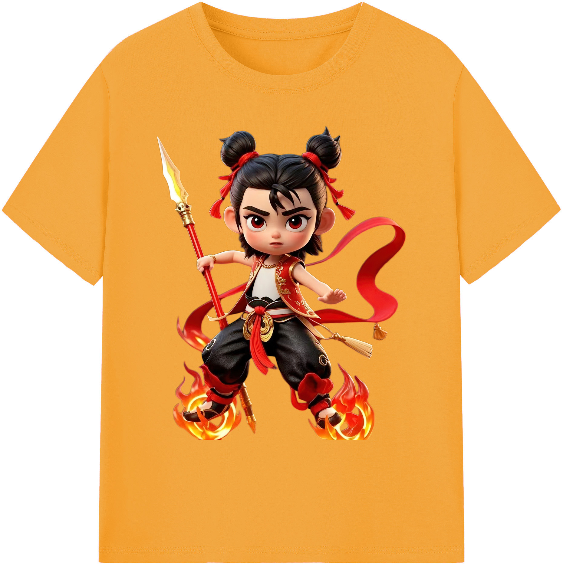（画像用） Ne Zha 2 ナタ 魔童の大暴れ 綿100％ メンズ半袖Tシャツ｜肌触りやわらか＆通気性