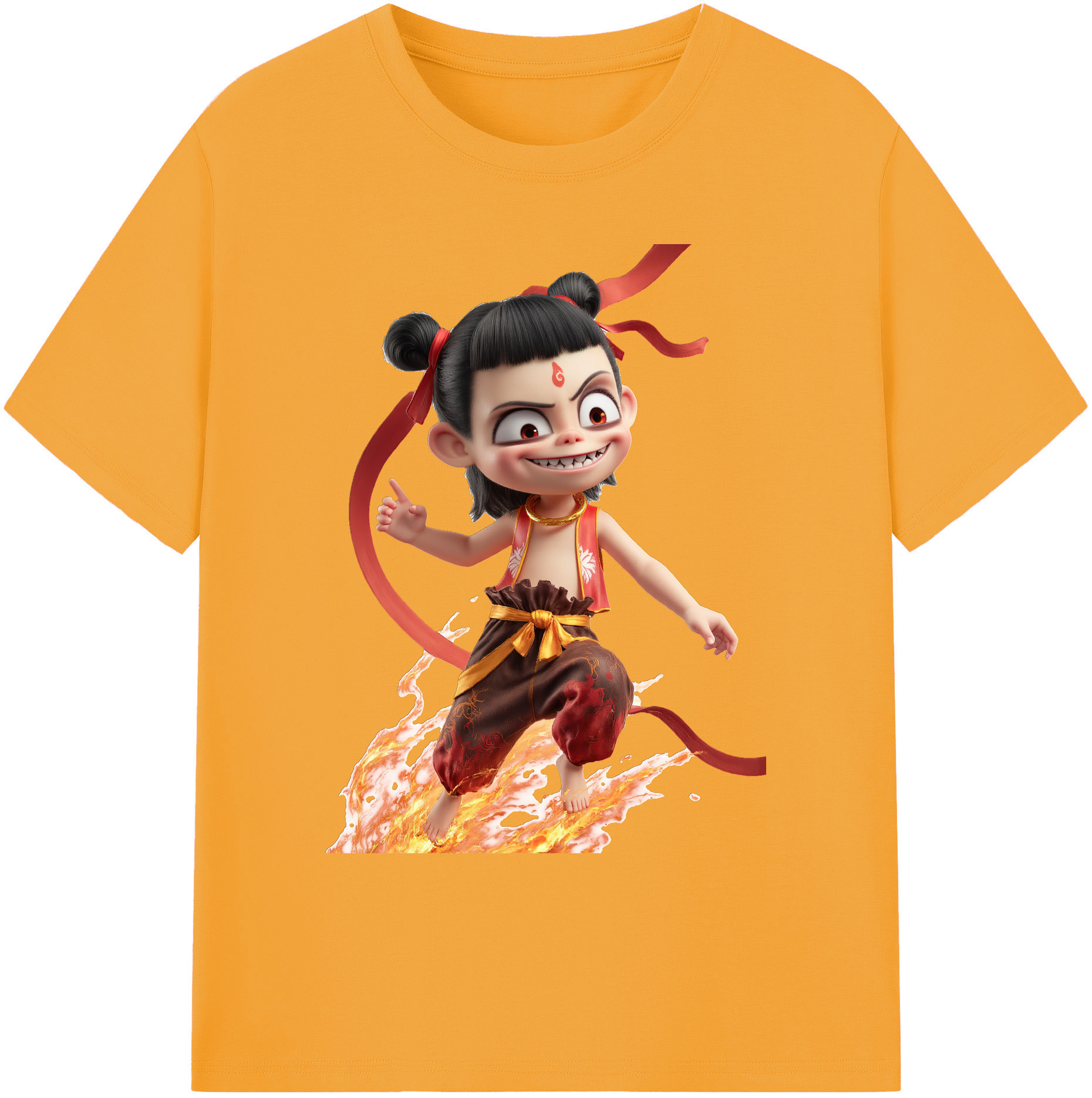（画像用） Ne Zha 2 ナタ 魔童の大暴れ 綿100％ メンズ半袖Tシャツ｜肌触りやわらか＆通気性