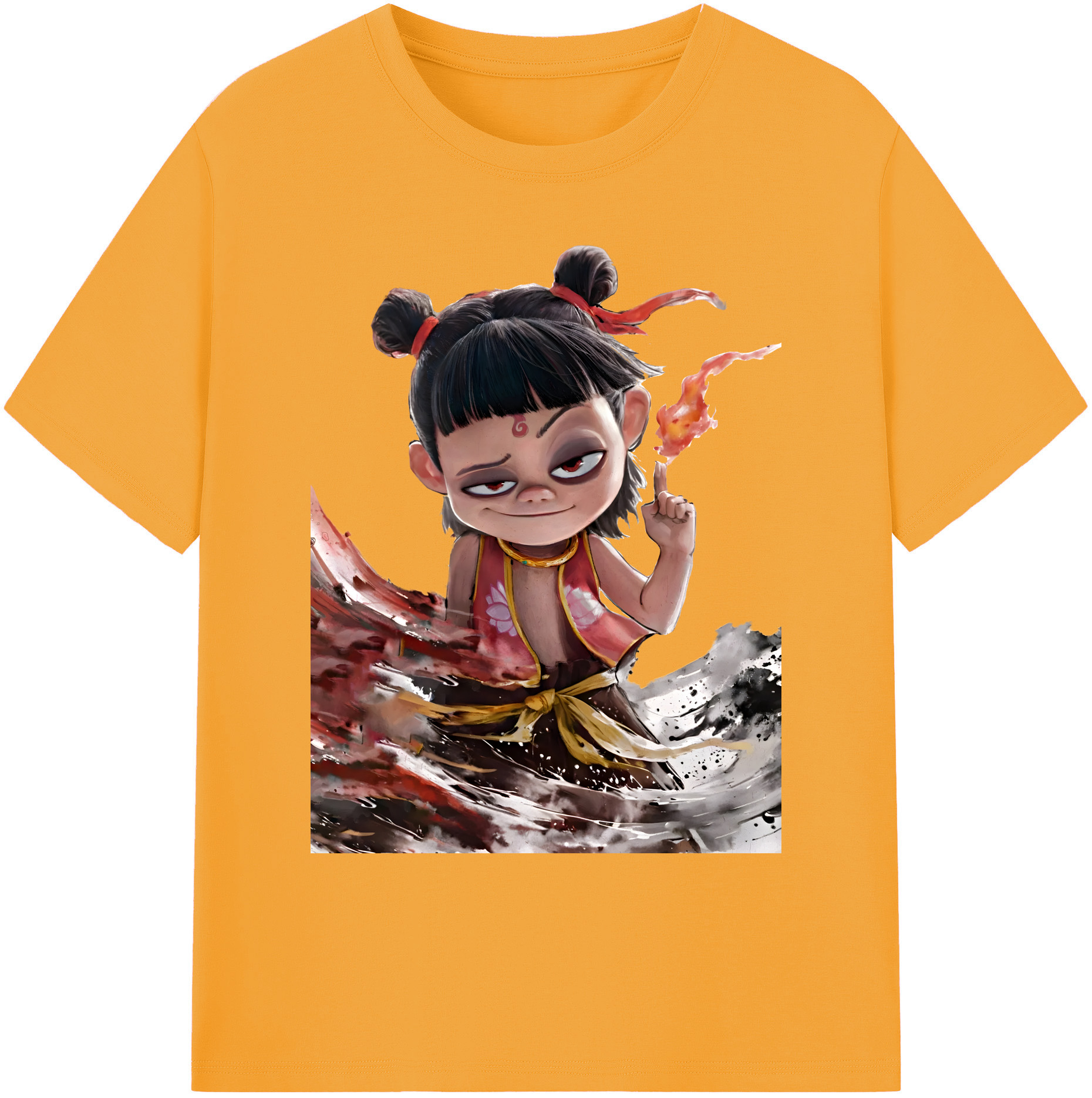 （画像用） Ne Zha 2 ナタ 魔童の大暴れ 綿100％ メンズ半袖Tシャツ｜肌触りやわらか＆通気性