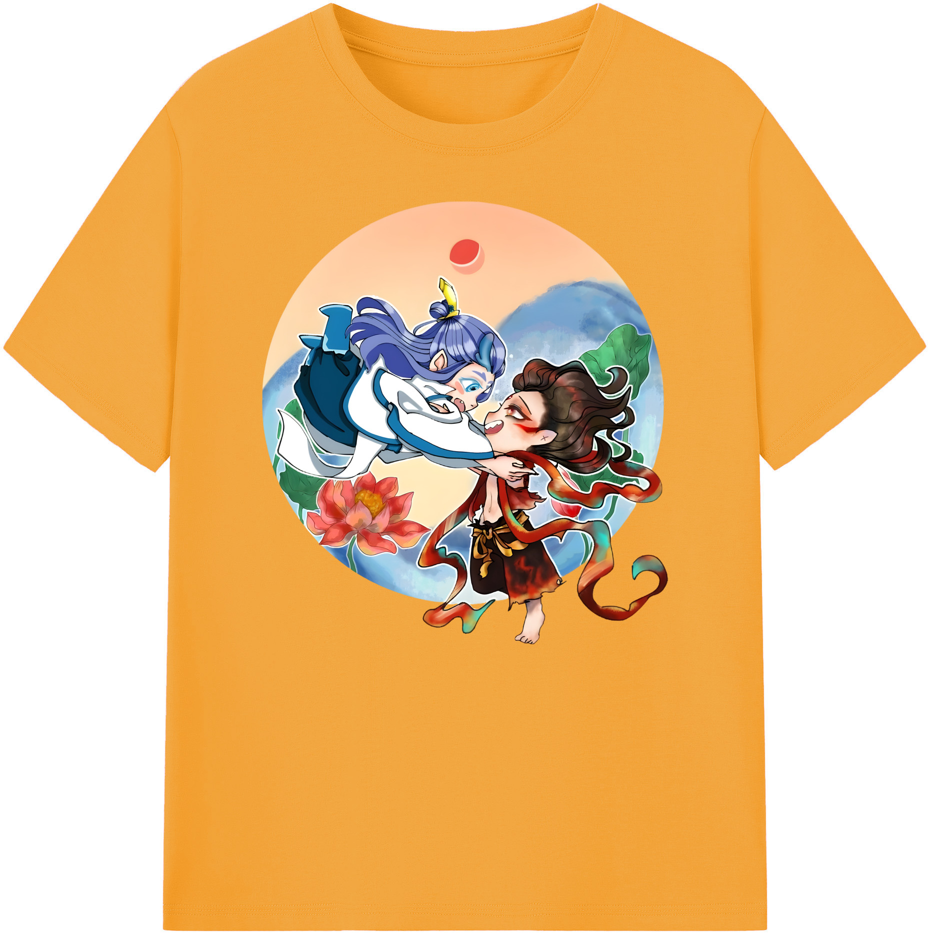 （画像用） Ne Zha 2 ナタ 魔童の大暴れ 綿100％ メンズ半袖Tシャツ｜肌触りやわらか＆通気性