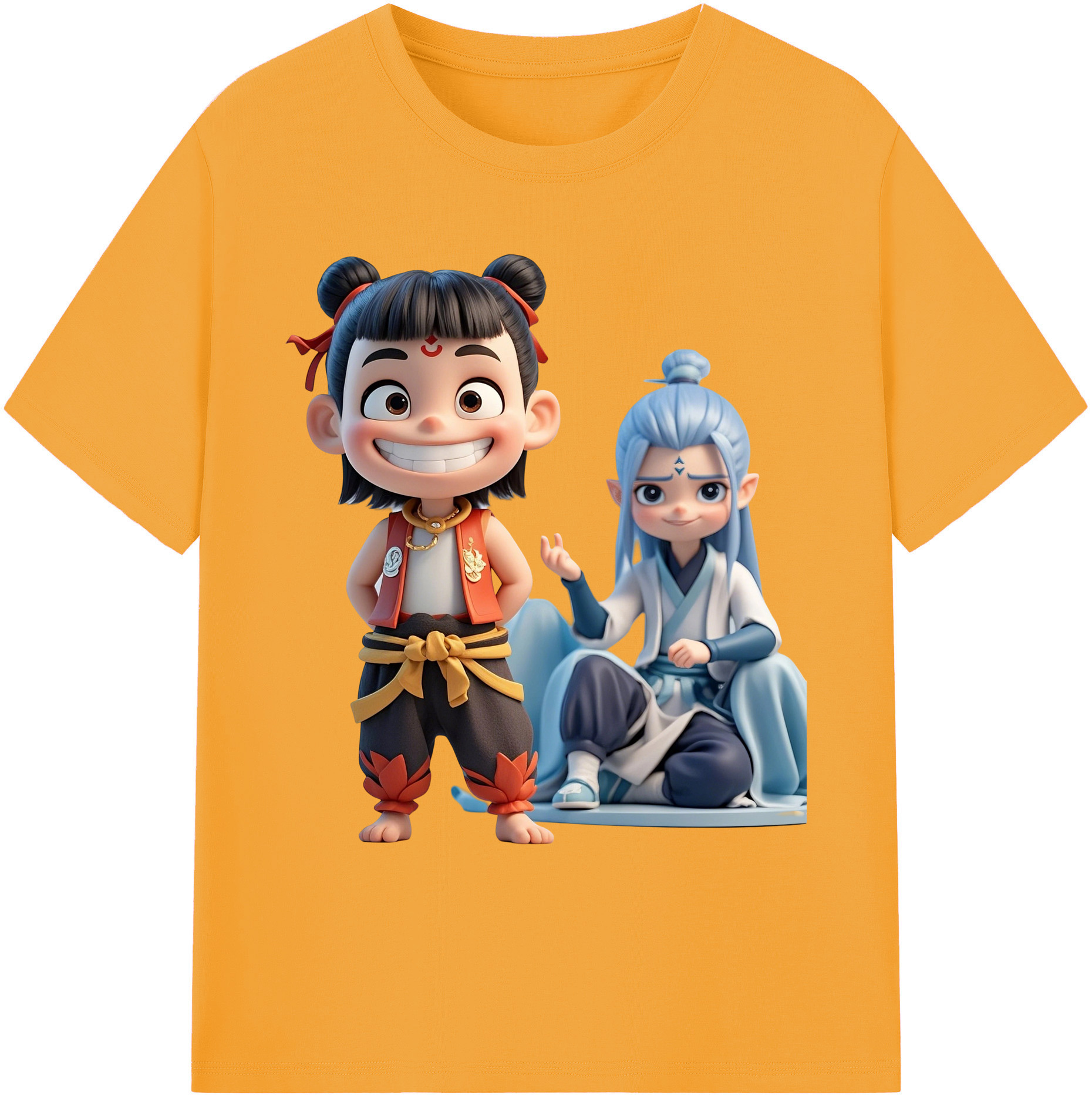 （画像用） Ne Zha 2 ナタ 魔童の大暴れ 綿100％ メンズ半袖Tシャツ｜肌触りやわらか＆通気性