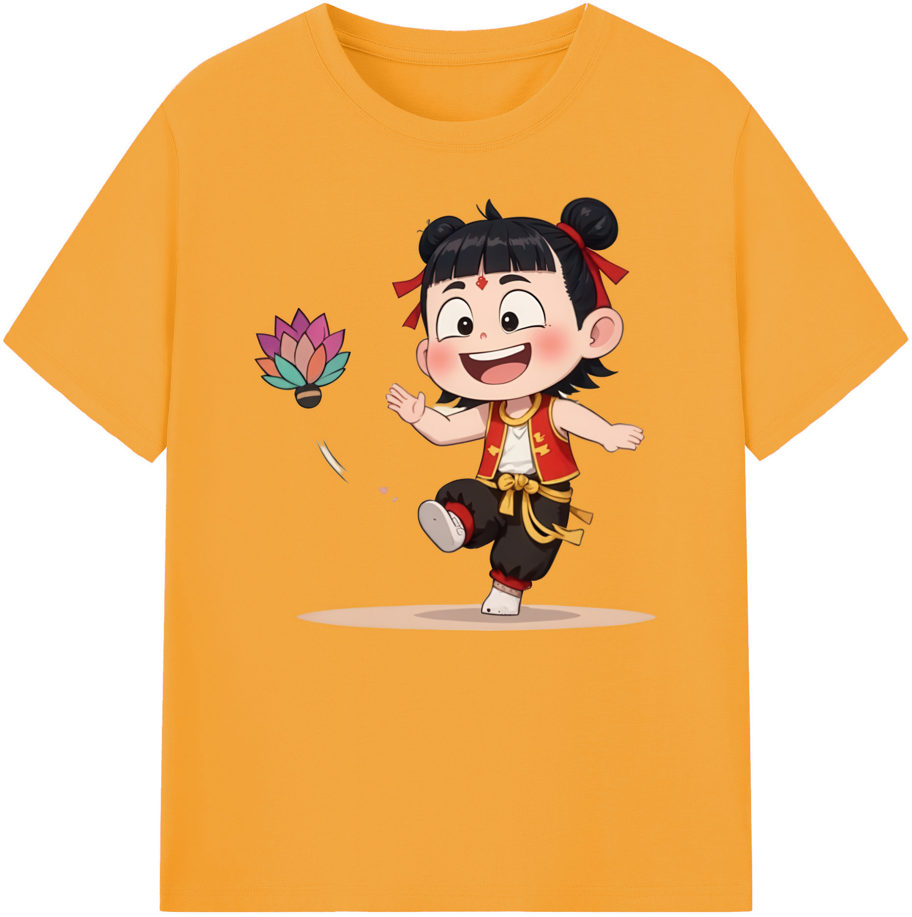 （画像用） Ne Zha 2 ナタ 魔童の大暴れ 綿100％ メンズ半袖Tシャツ｜肌触りやわらか＆通気性