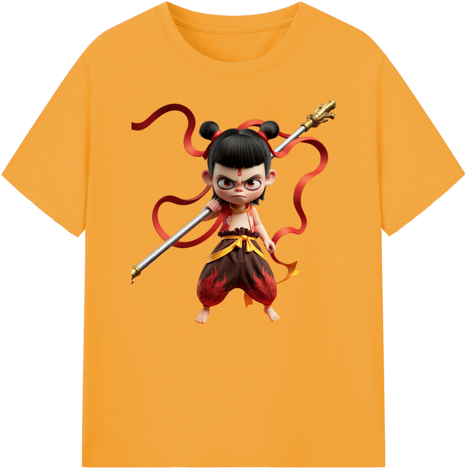 （画像用） Ne Zha 2 ナタ 魔童の大暴れ 綿100％ メンズ半袖Tシャツ｜肌触りやわらか＆通気性