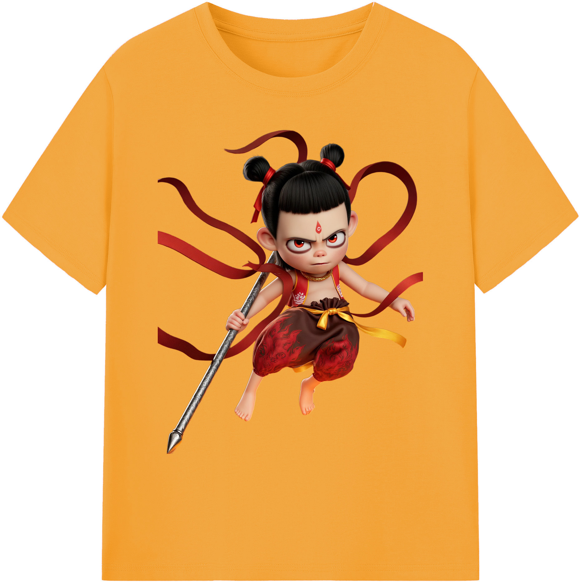 （画像用） Ne Zha 2 ナタ 魔童の大暴れ 綿100％ メンズ半袖Tシャツ｜肌触りやわらか＆通気性
