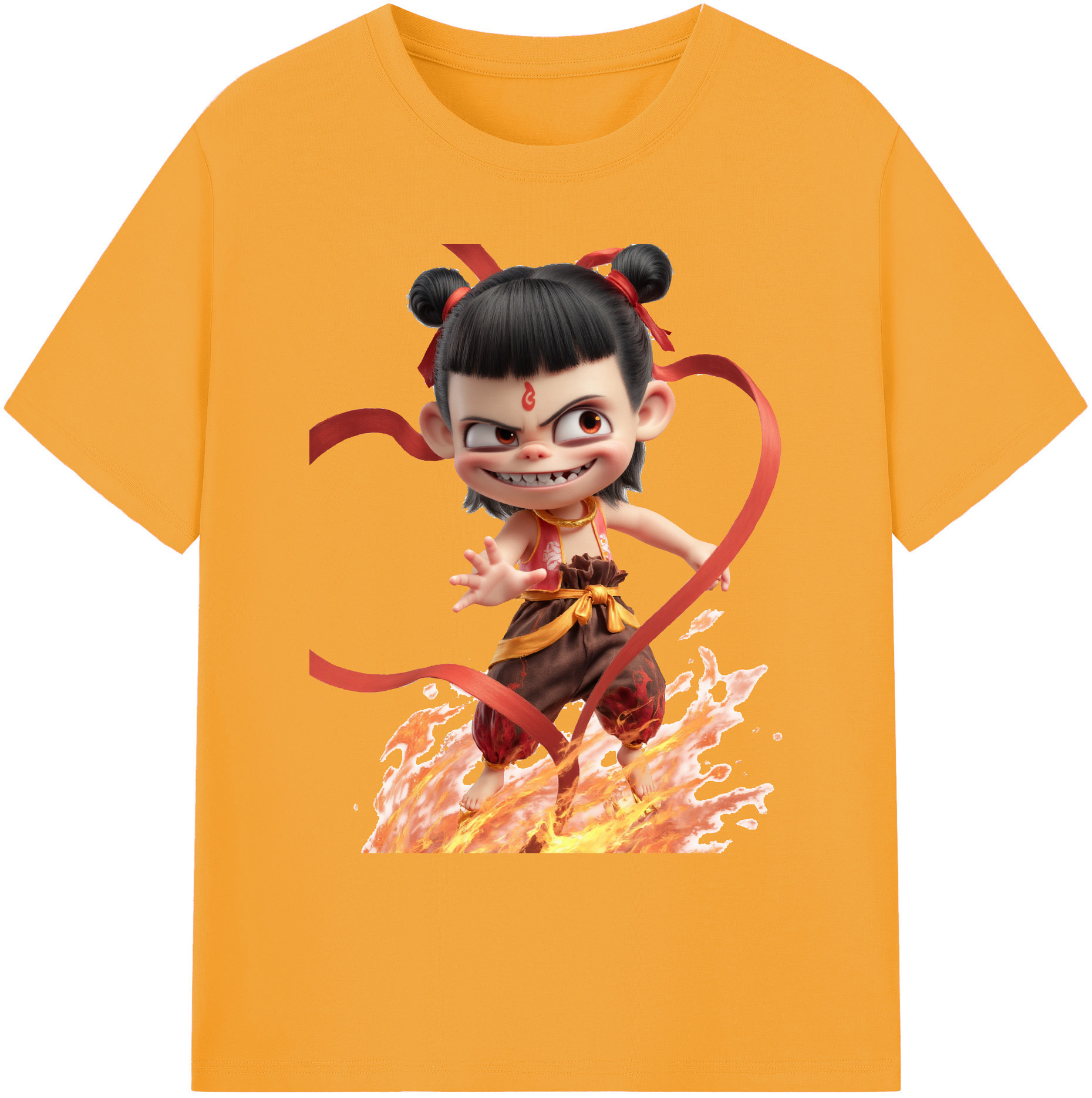 （画像用） Ne Zha 2 ナタ 魔童の大暴れ 綿100％ メンズ半袖Tシャツ｜肌触りやわらか＆通気性