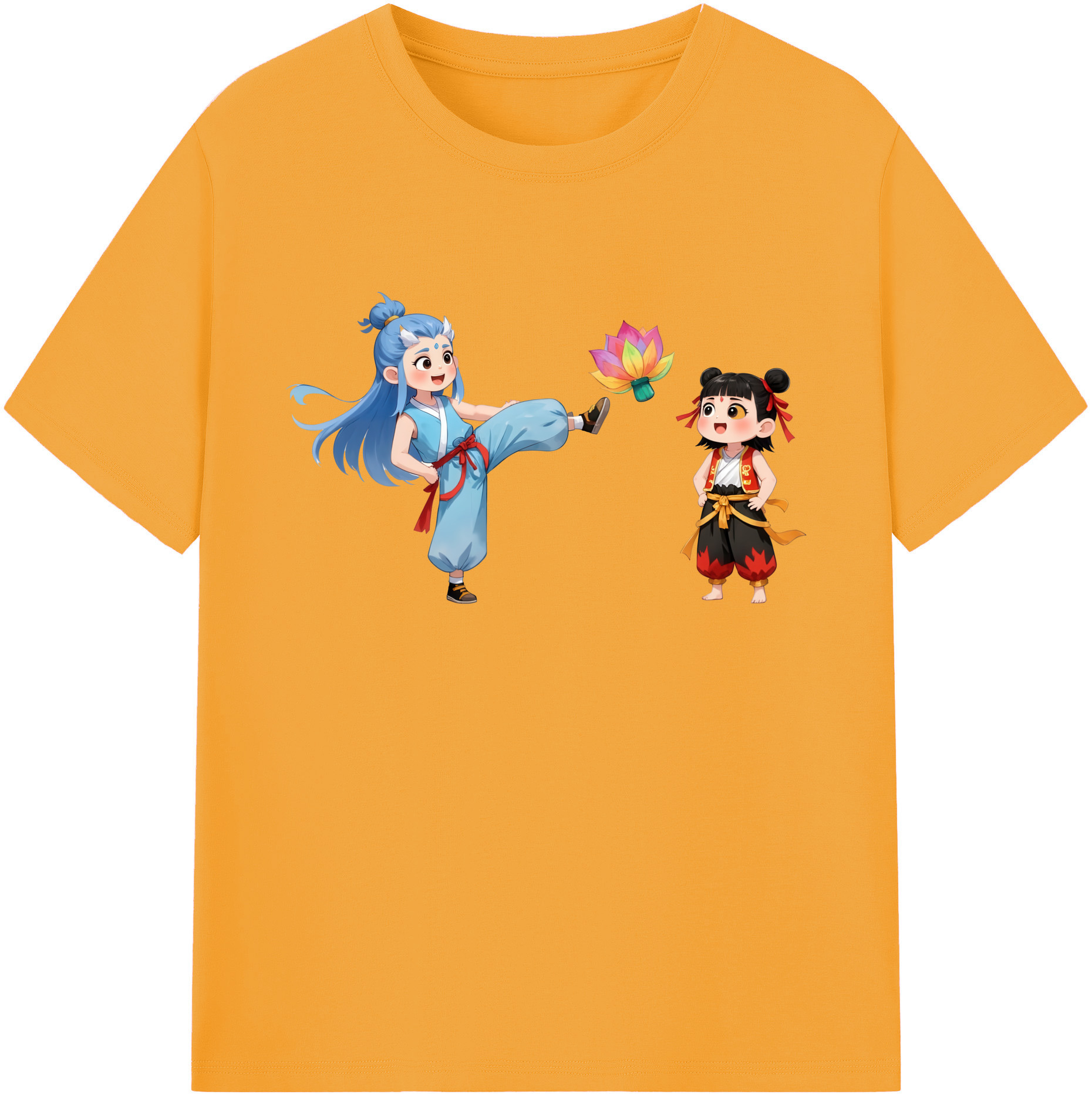 （画像用） Ne Zha 2 ナタ 魔童の大暴れ 綿100％ メンズ半袖Tシャツ｜肌触りやわらか＆通気性