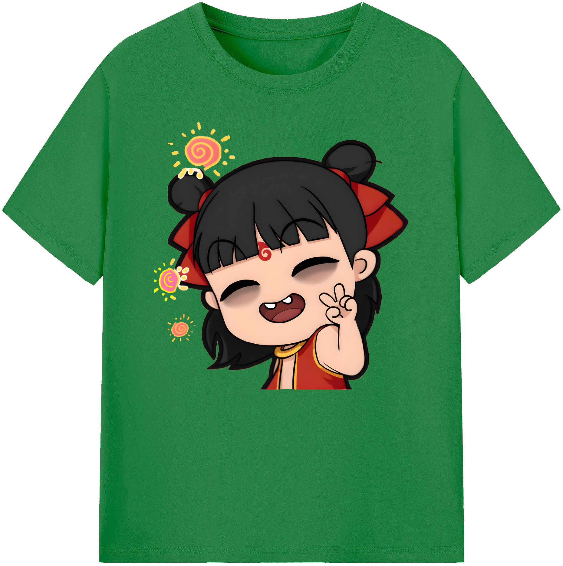 （画像用） Ne Zha 2 ナタ 魔童の大暴れ 綿100％ メンズ半袖Tシャツ｜肌触りやわらか＆通気性