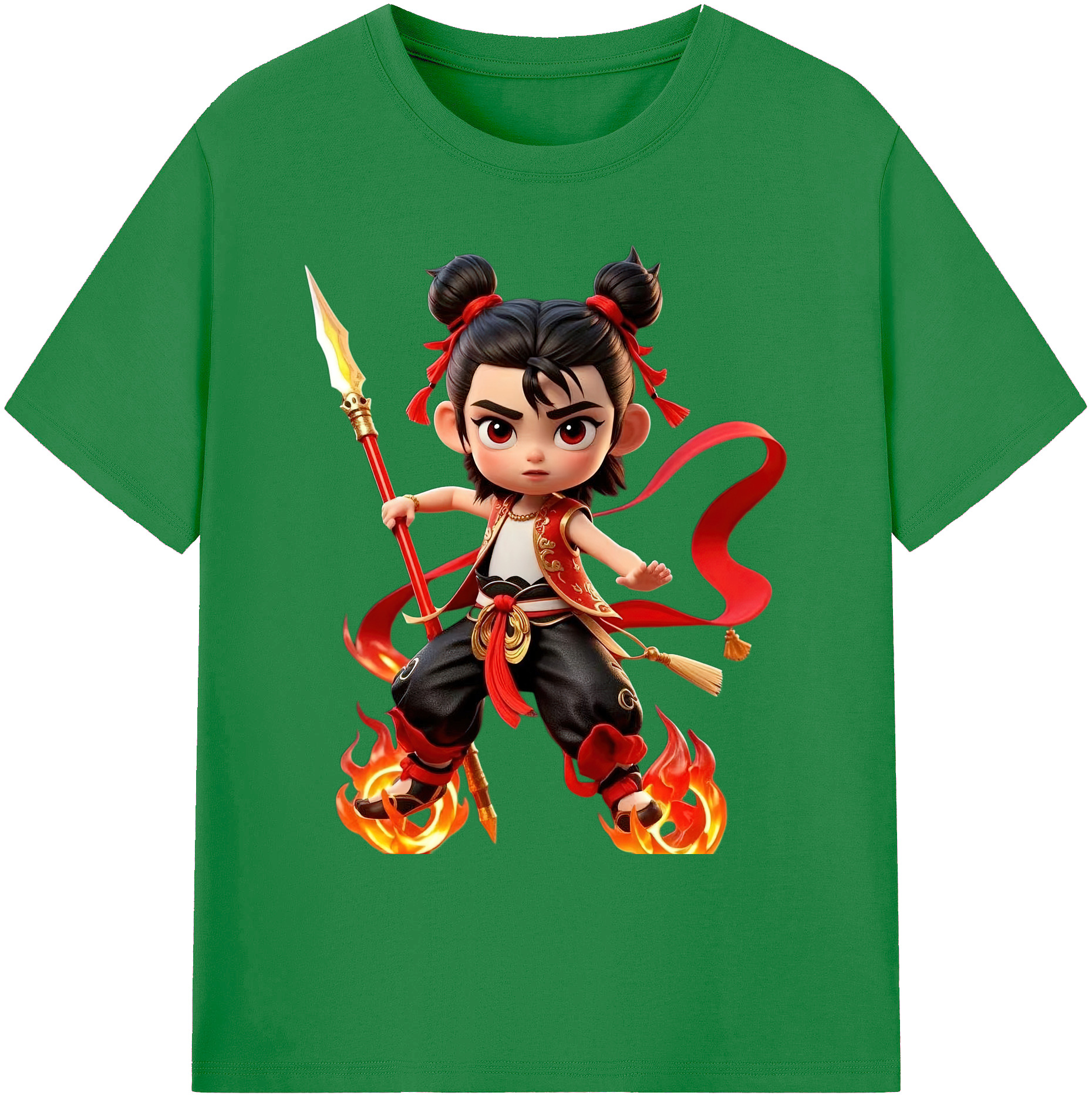 （画像用） Ne Zha 2 ナタ 魔童の大暴れ 綿100％ メンズ半袖Tシャツ｜肌触りやわらか＆通気性