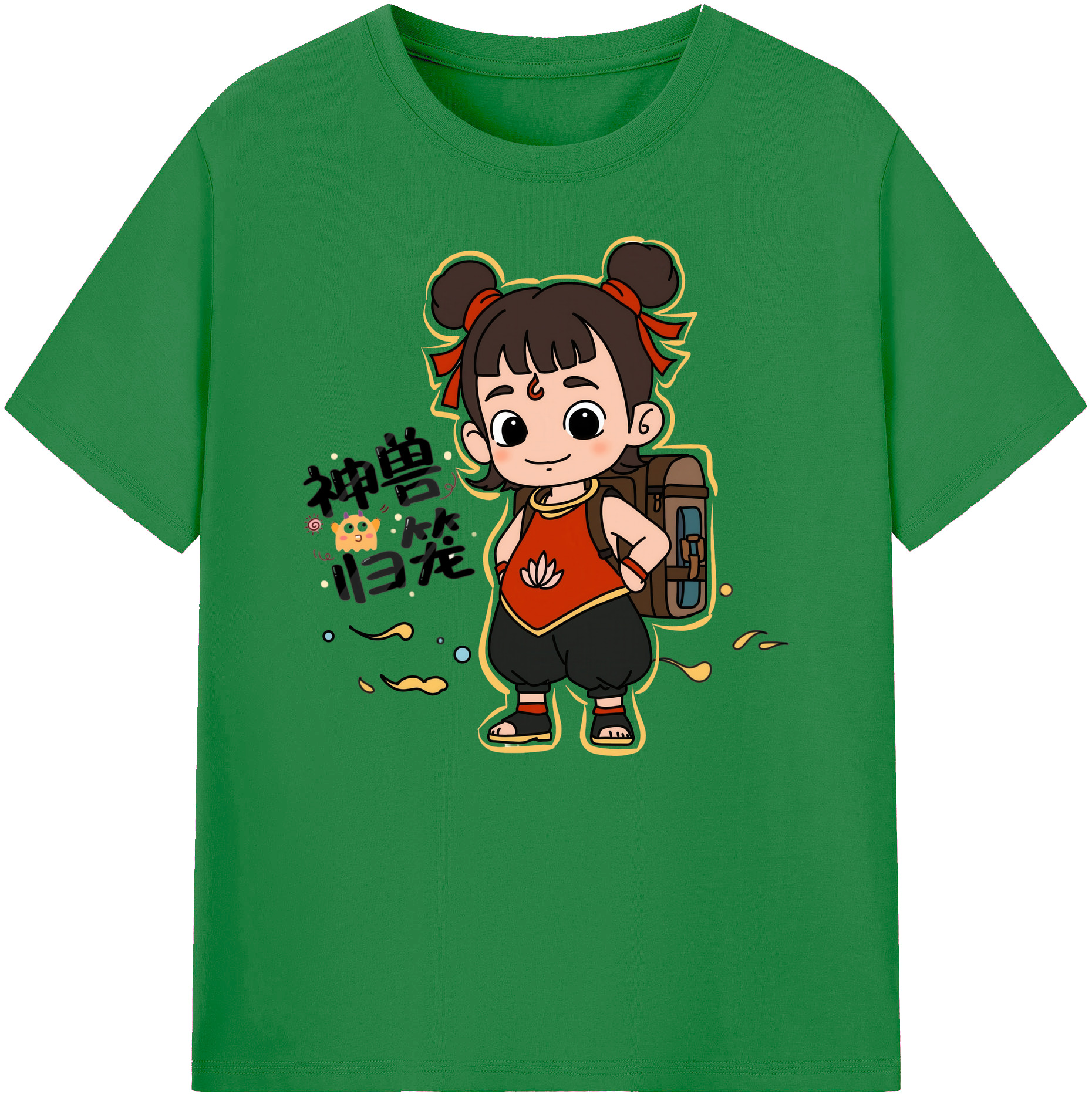 （画像用） Ne Zha 2 ナタ 魔童の大暴れ 綿100％ メンズ半袖Tシャツ｜肌触りやわらか＆通気性