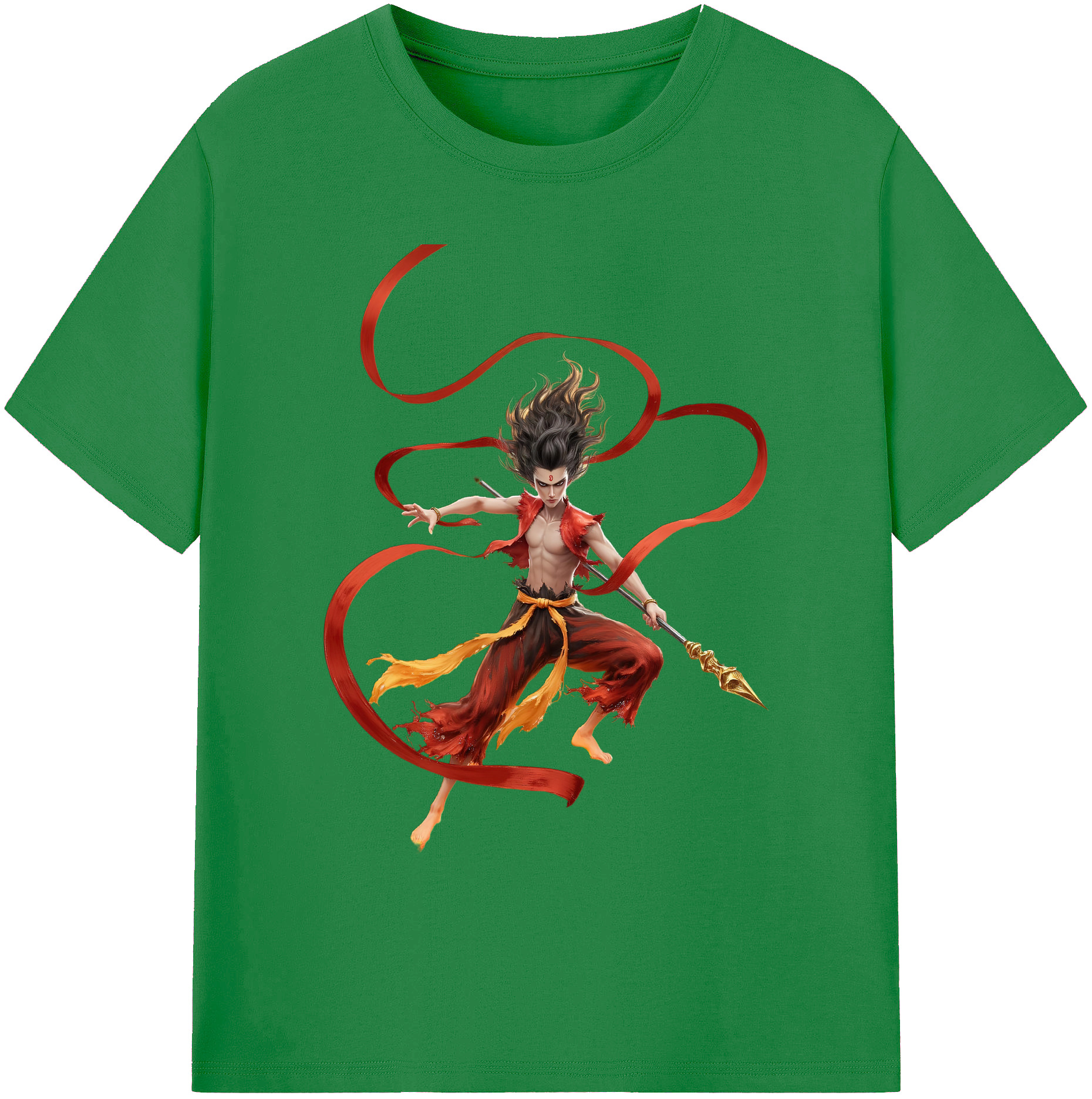 （画像用） Ne Zha 2 ナタ 魔童の大暴れ 綿100％ メンズ半袖Tシャツ｜肌触りやわらか＆通気性