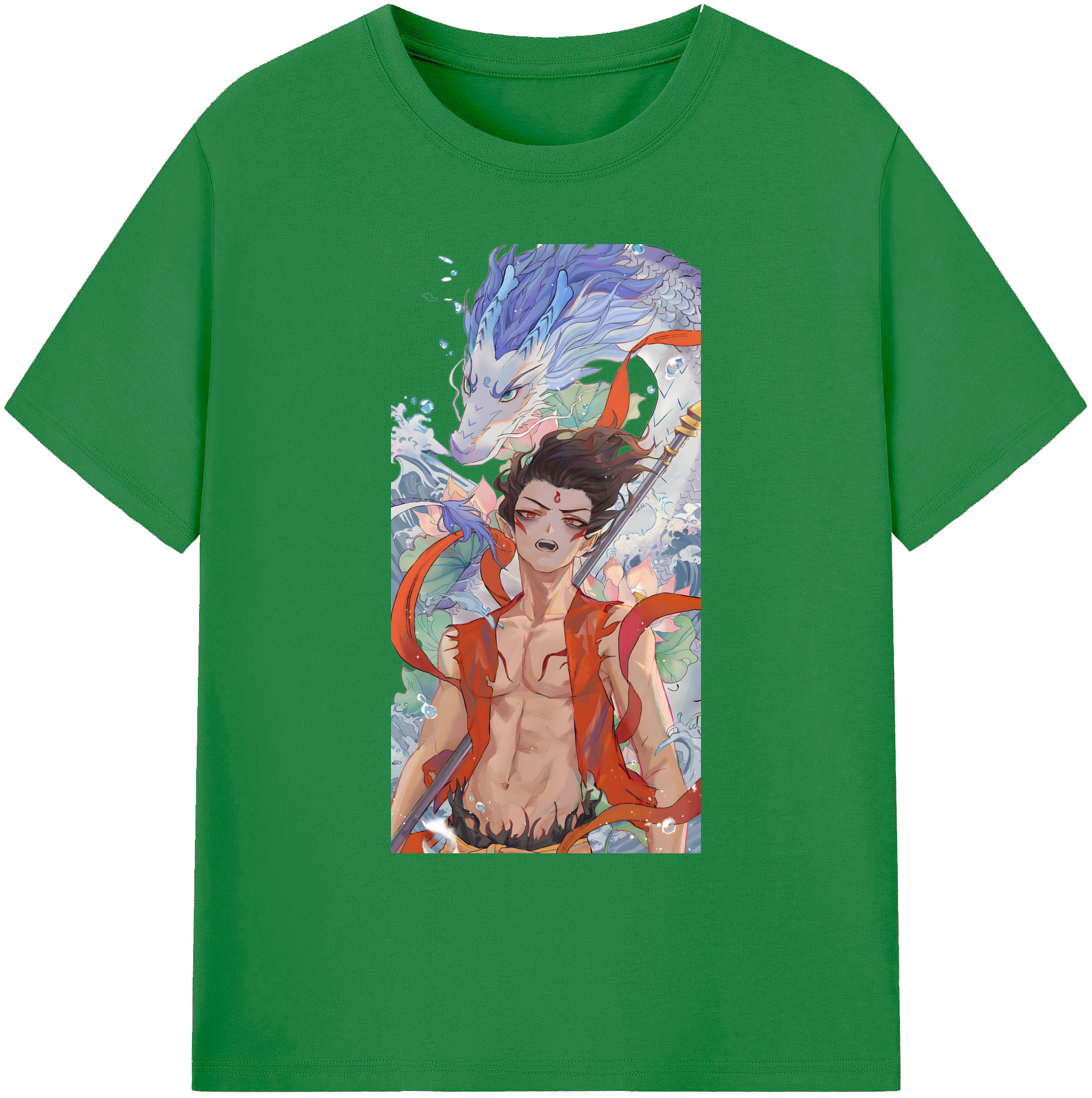 （画像用） Ne Zha 2 ナタ 魔童の大暴れ 綿100％ メンズ半袖Tシャツ｜肌触りやわらか＆通気性