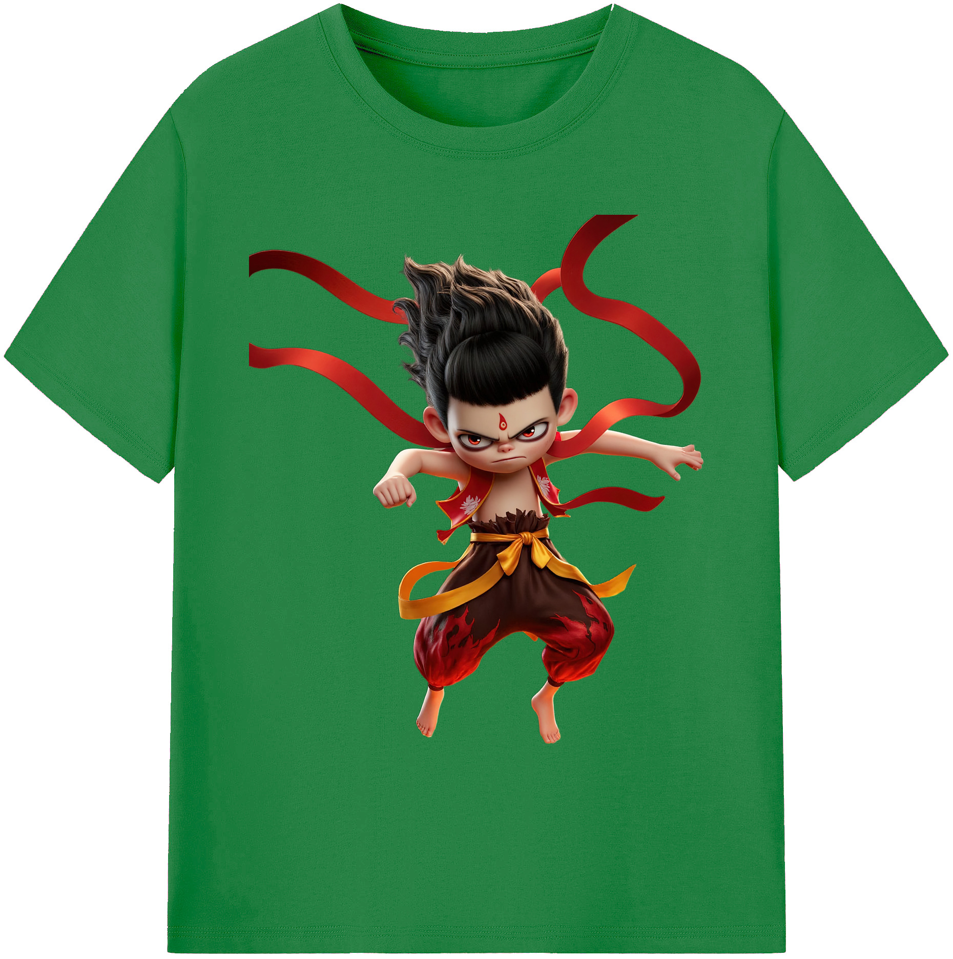 （画像用） Ne Zha 2 ナタ 魔童の大暴れ 綿100％ メンズ半袖Tシャツ｜肌触りやわらか＆通気性