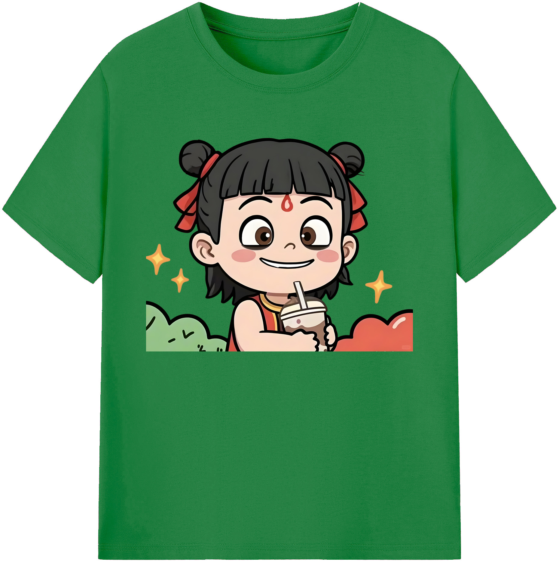 （画像用） Ne Zha 2 ナタ 魔童の大暴れ 綿100％ メンズ半袖Tシャツ｜肌触りやわらか＆通気性