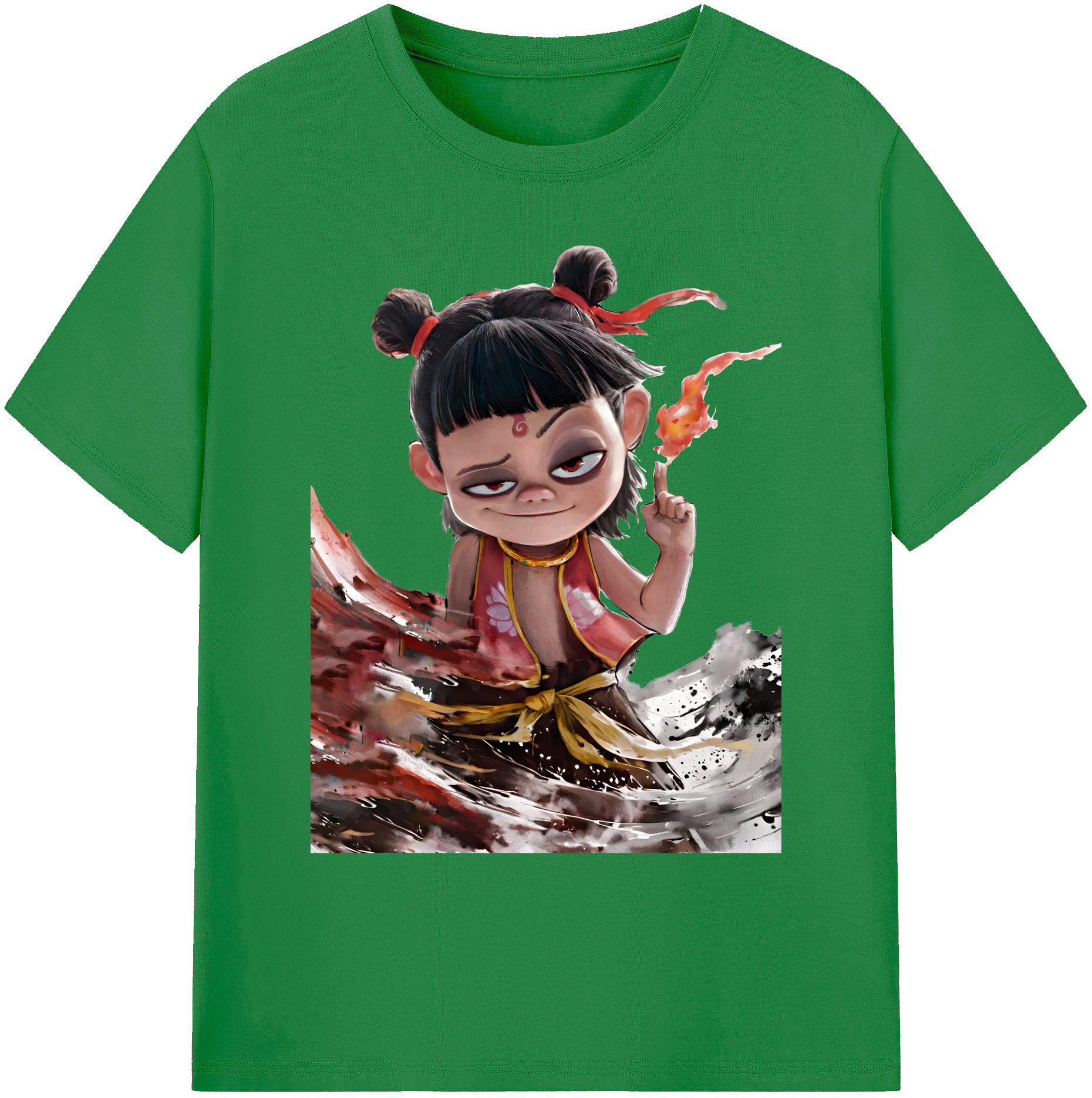 （画像用） Ne Zha 2 ナタ 魔童の大暴れ 綿100％ メンズ半袖Tシャツ｜肌触りやわらか＆通気性