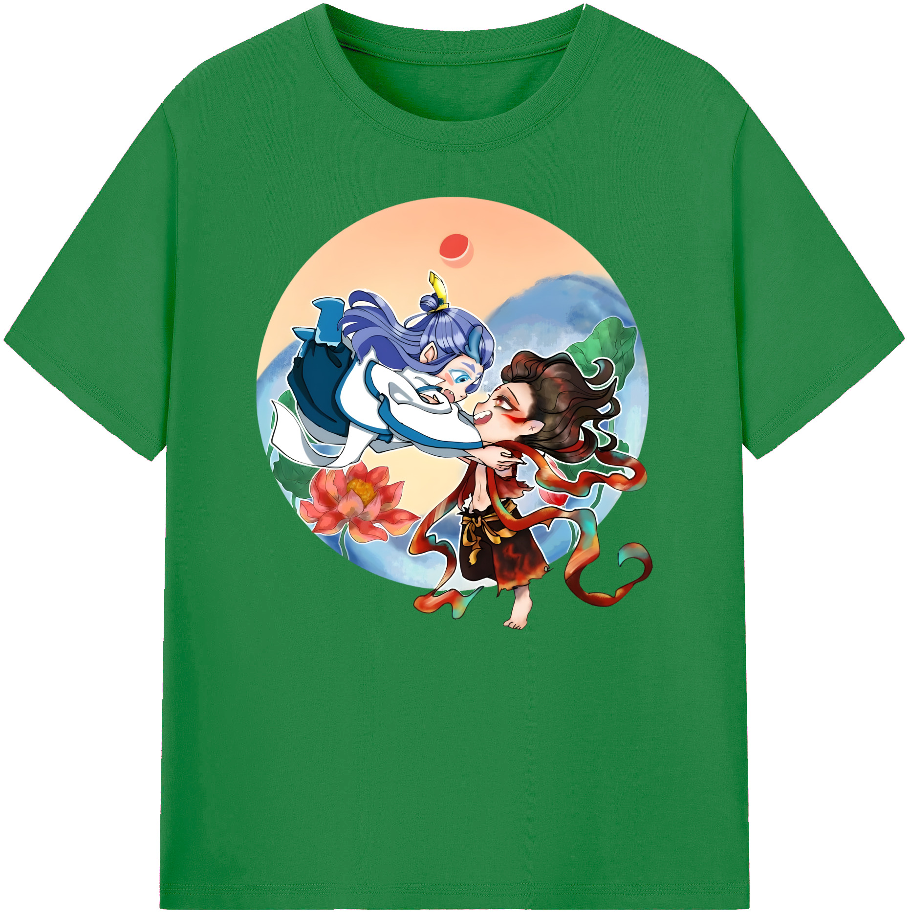 （画像用） Ne Zha 2 ナタ 魔童の大暴れ 綿100％ メンズ半袖Tシャツ｜肌触りやわらか＆通気性