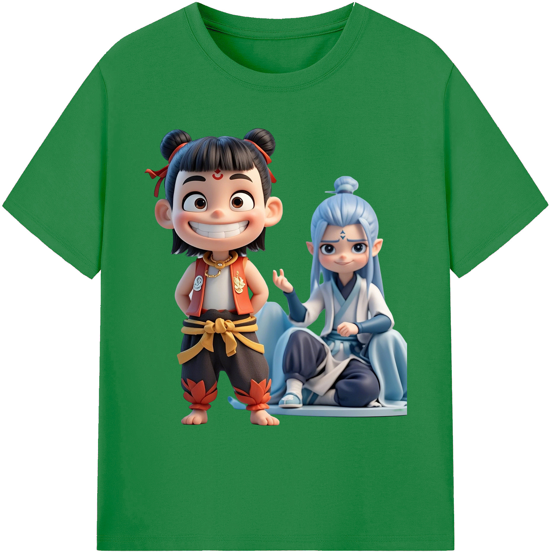 （画像用） Ne Zha 2 ナタ 魔童の大暴れ 綿100％ メンズ半袖Tシャツ｜肌触りやわらか＆通気性