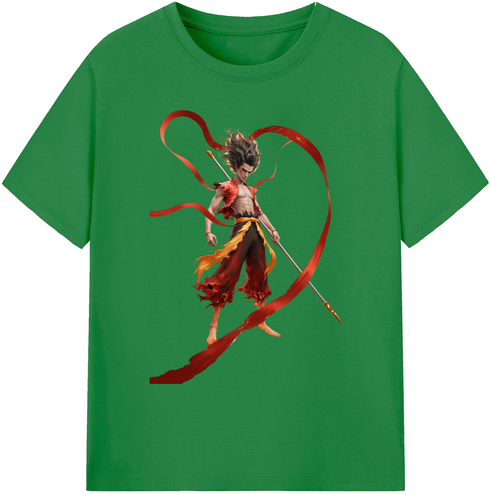 （画像用） Ne Zha 2 ナタ 魔童の大暴れ 綿100％ メンズ半袖Tシャツ｜肌触りやわらか＆通気性