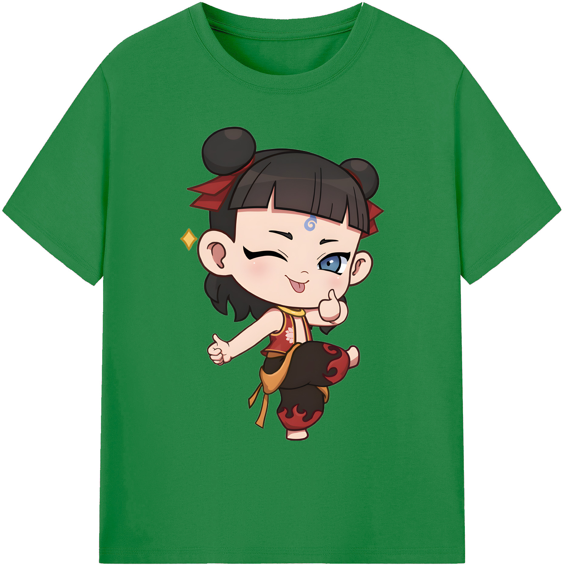 （画像用） Ne Zha 2 ナタ 魔童の大暴れ 綿100％ メンズ半袖Tシャツ｜肌触りやわらか＆通気性