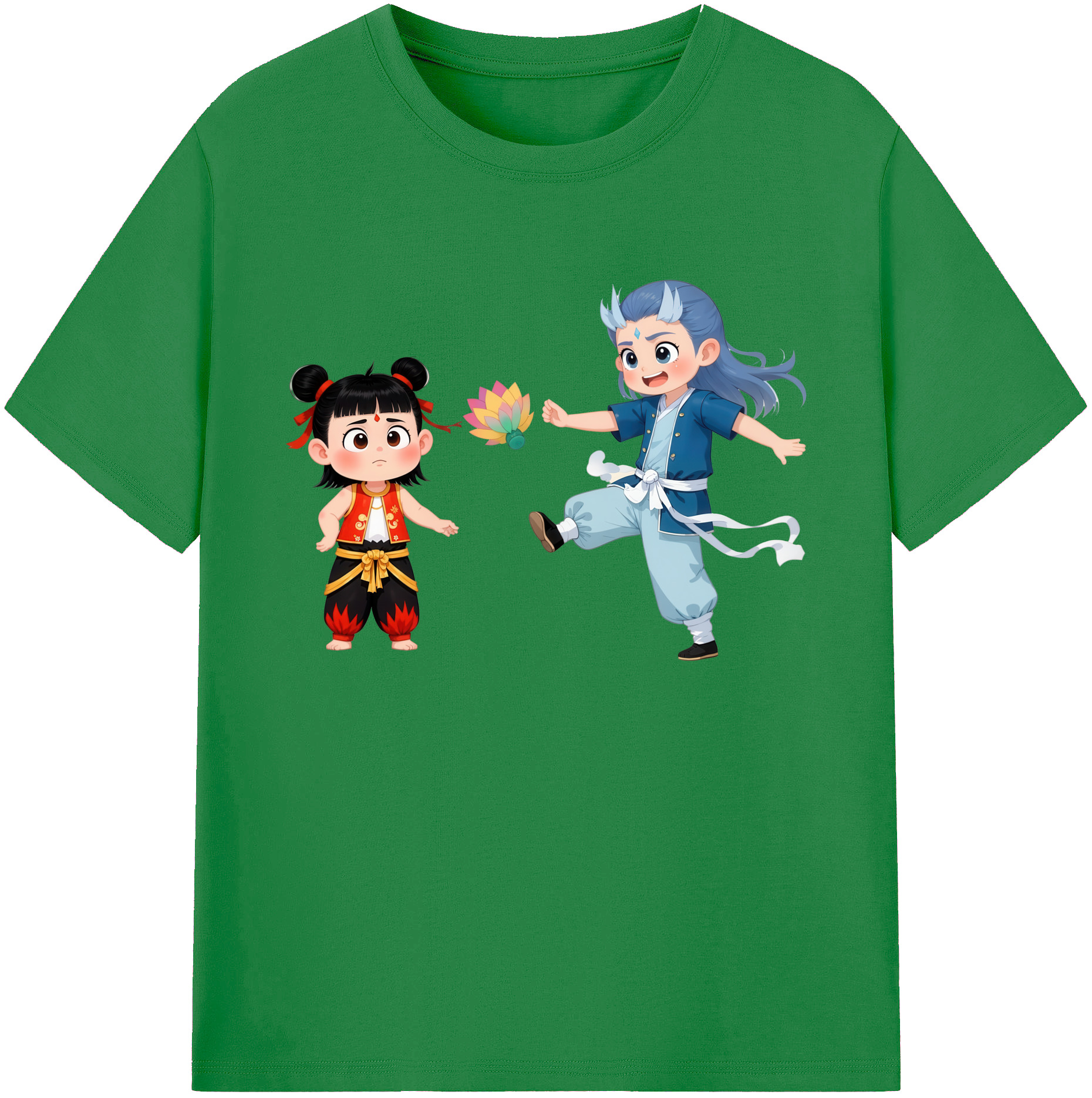 （画像用） Ne Zha 2 ナタ 魔童の大暴れ 綿100％ メンズ半袖Tシャツ｜肌触りやわらか＆通気性