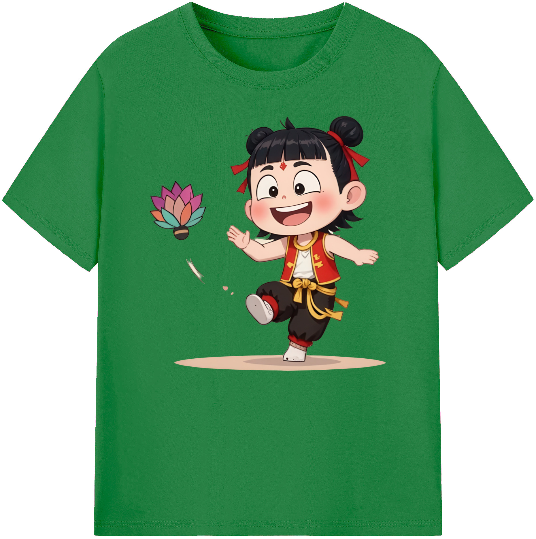 （画像用） Ne Zha 2 ナタ 魔童の大暴れ 綿100％ メンズ半袖Tシャツ｜肌触りやわらか＆通気性
