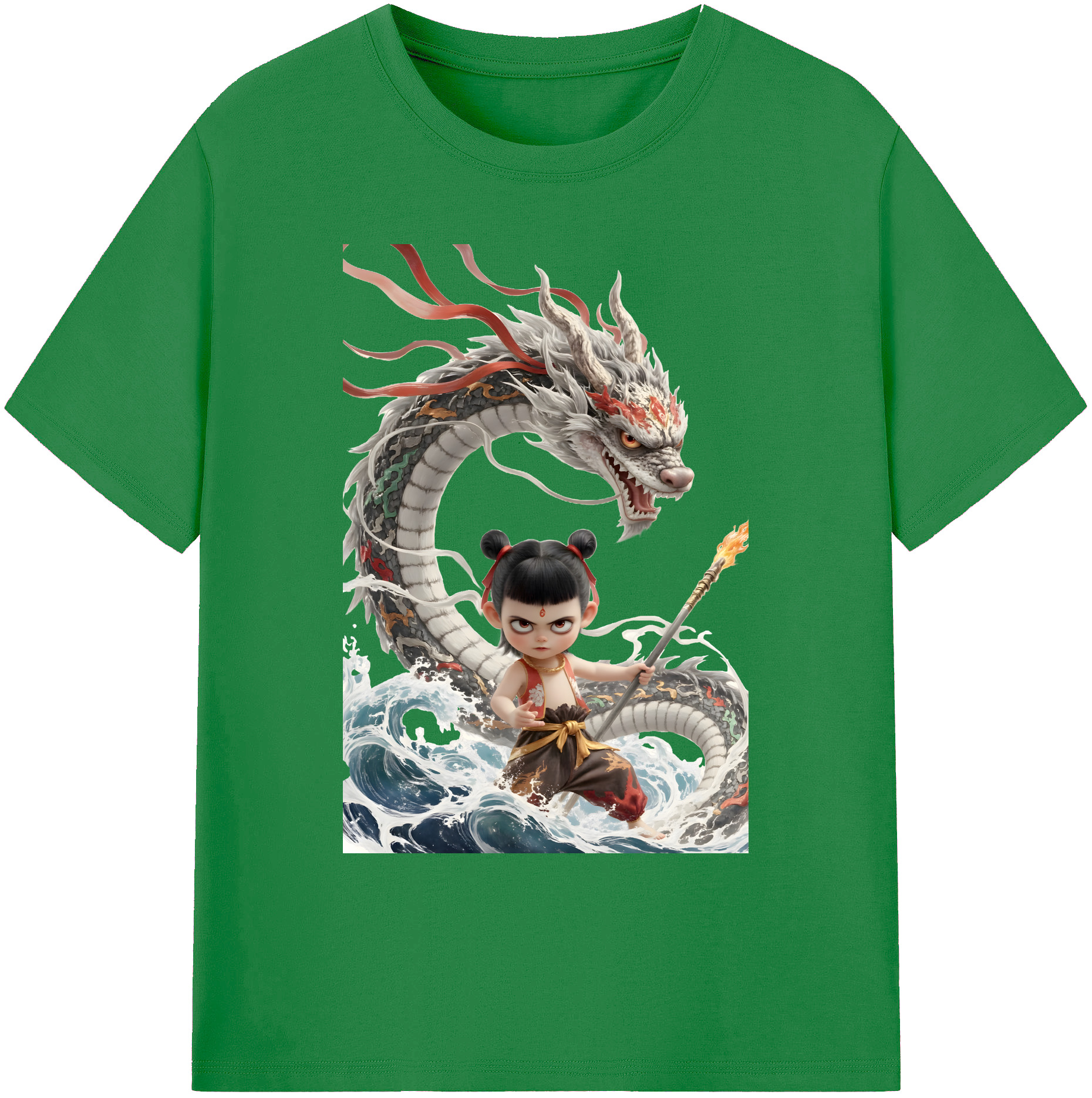 （画像用） Ne Zha 2 ナタ 魔童の大暴れ 綿100％ メンズ半袖Tシャツ｜肌触りやわらか＆通気性