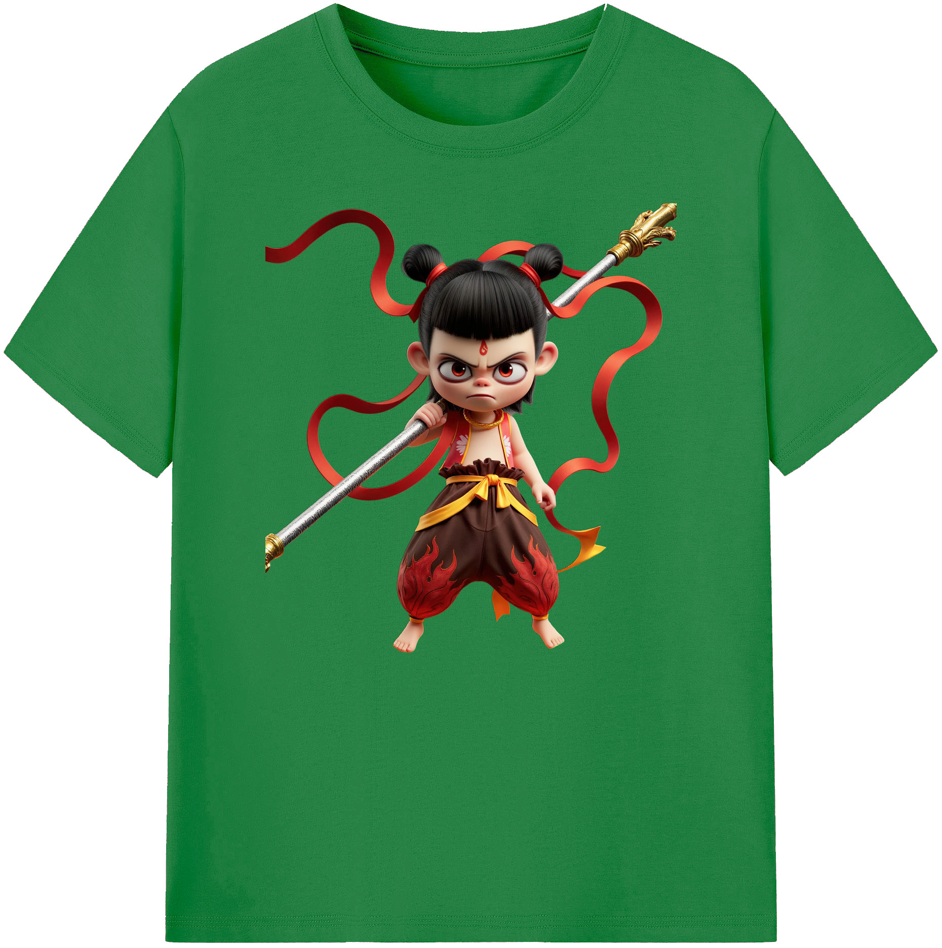 （画像用） Ne Zha 2 ナタ 魔童の大暴れ 綿100％ メンズ半袖Tシャツ｜肌触りやわらか＆通気性