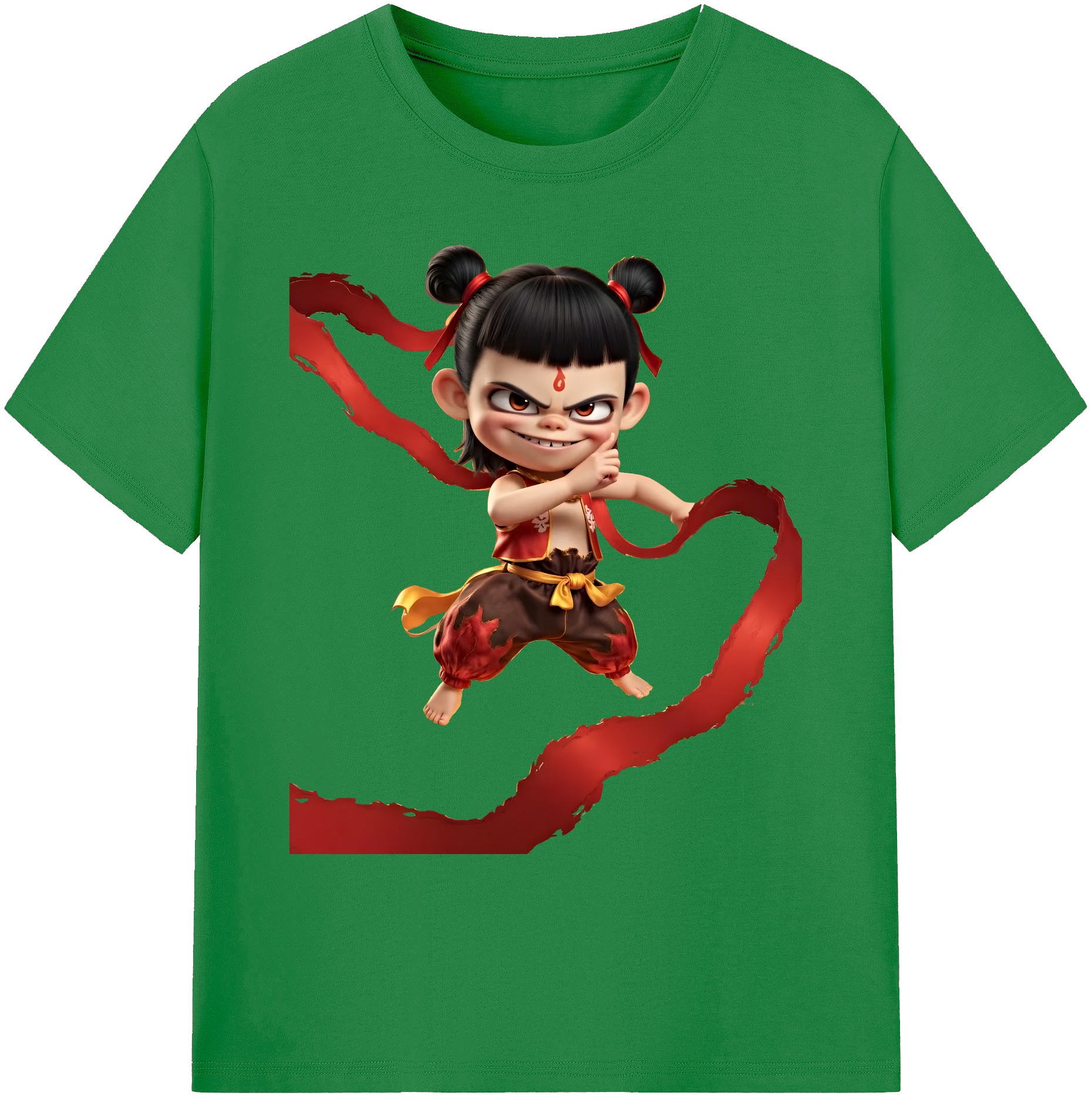 （画像用） Ne Zha 2 ナタ 魔童の大暴れ 綿100％ メンズ半袖Tシャツ｜肌触りやわらか＆通気性