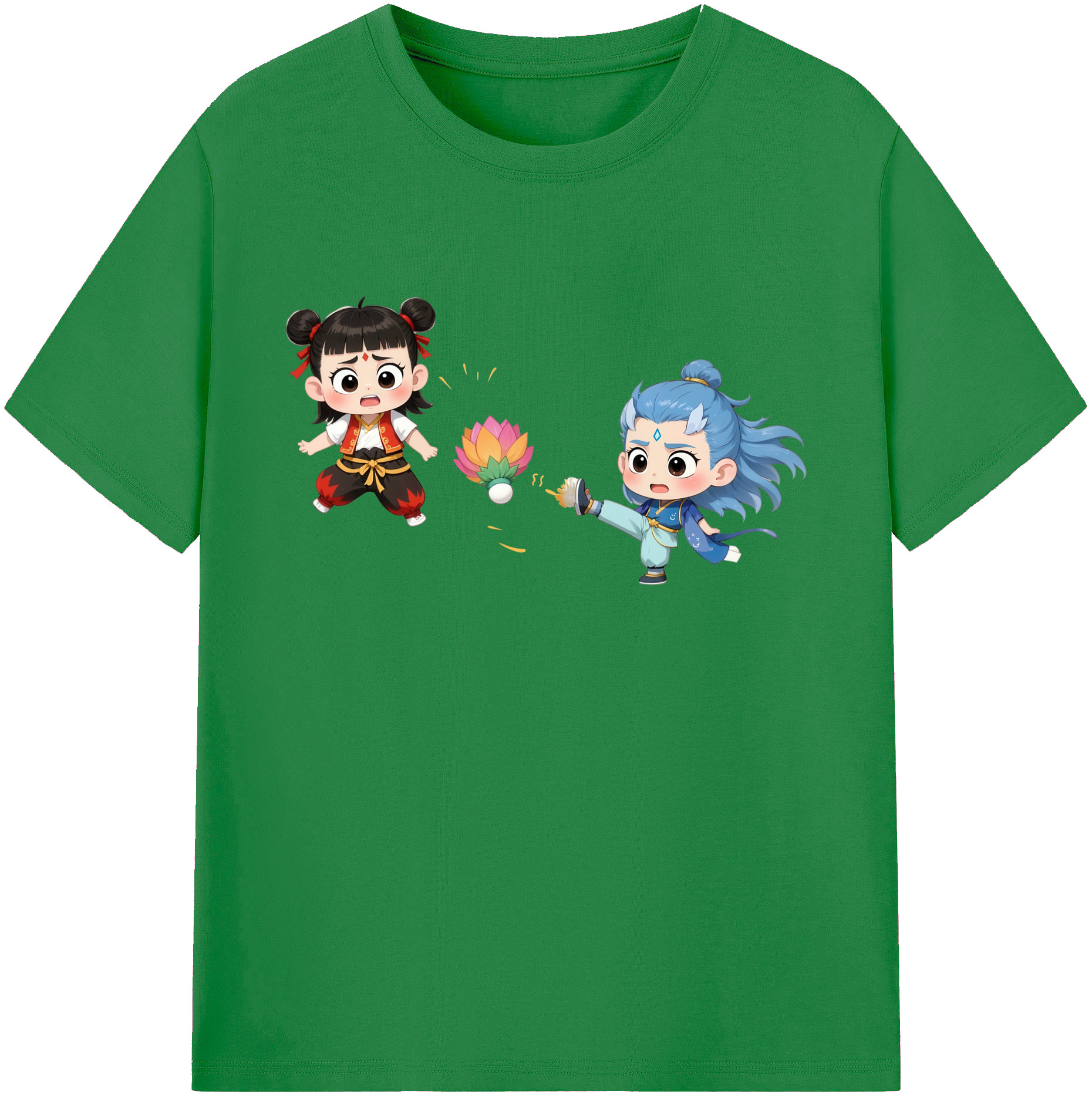 （画像用） Ne Zha 2 ナタ 魔童の大暴れ 綿100％ メンズ半袖Tシャツ｜肌触りやわらか＆通気性