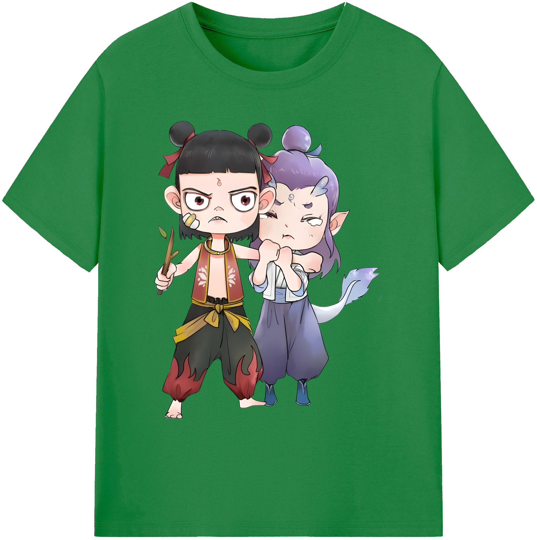 （画像用） Ne Zha 2 ナタ 魔童の大暴れ 綿100％ メンズ半袖Tシャツ｜肌触りやわらか＆通気性